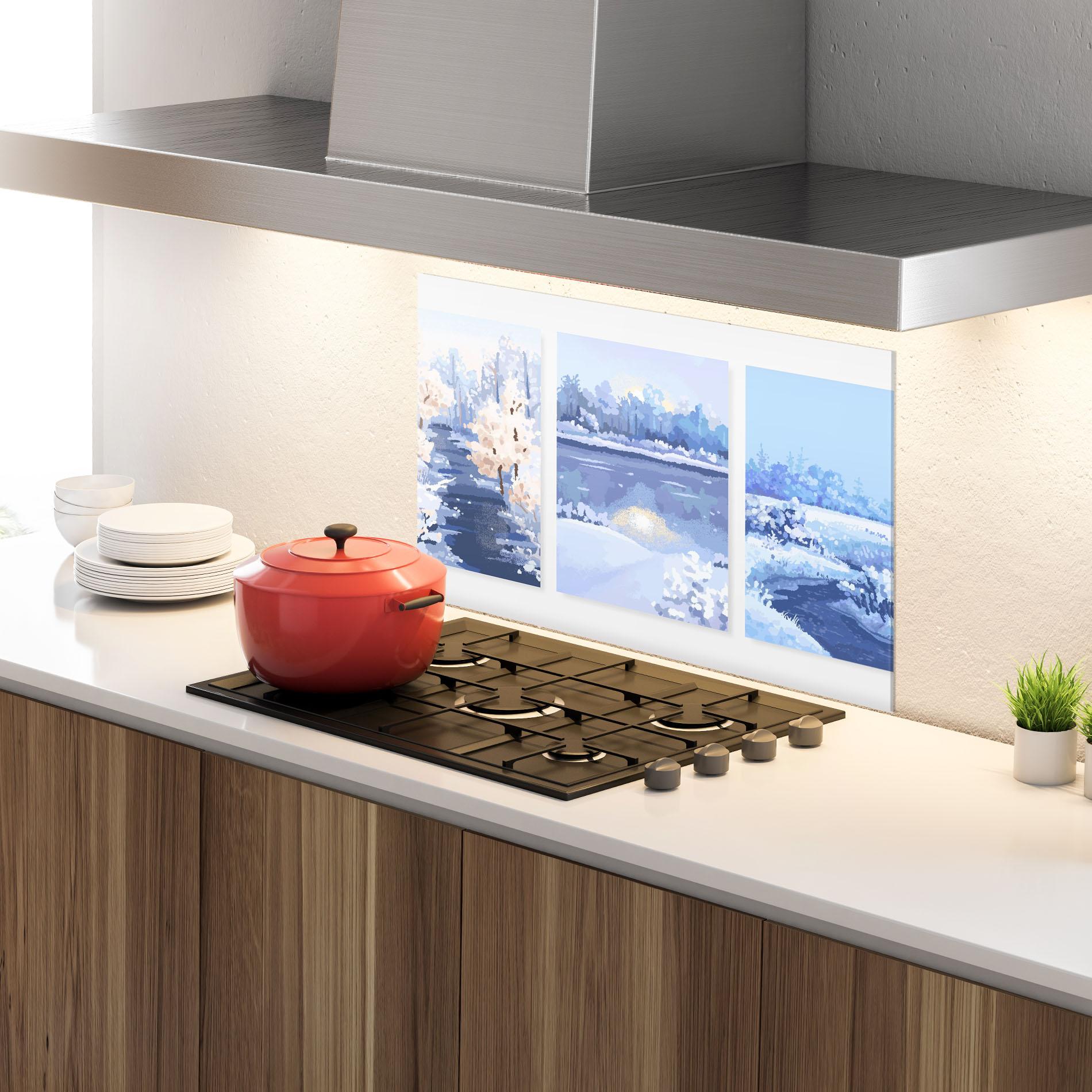 Küchenrückwand Glas Winter_landscape_with_forest_and_field_vector_illustration14 mockup 4