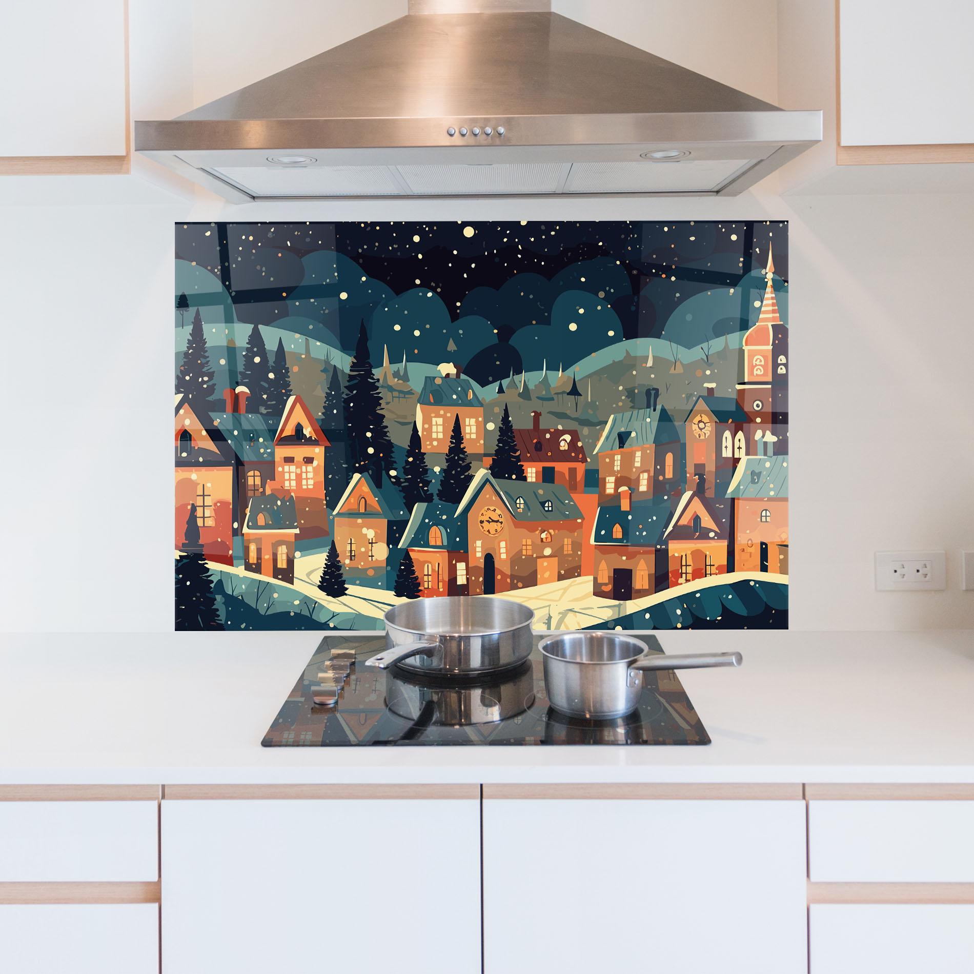 Küchenrückwand Glas Winter View Houses mockup 5