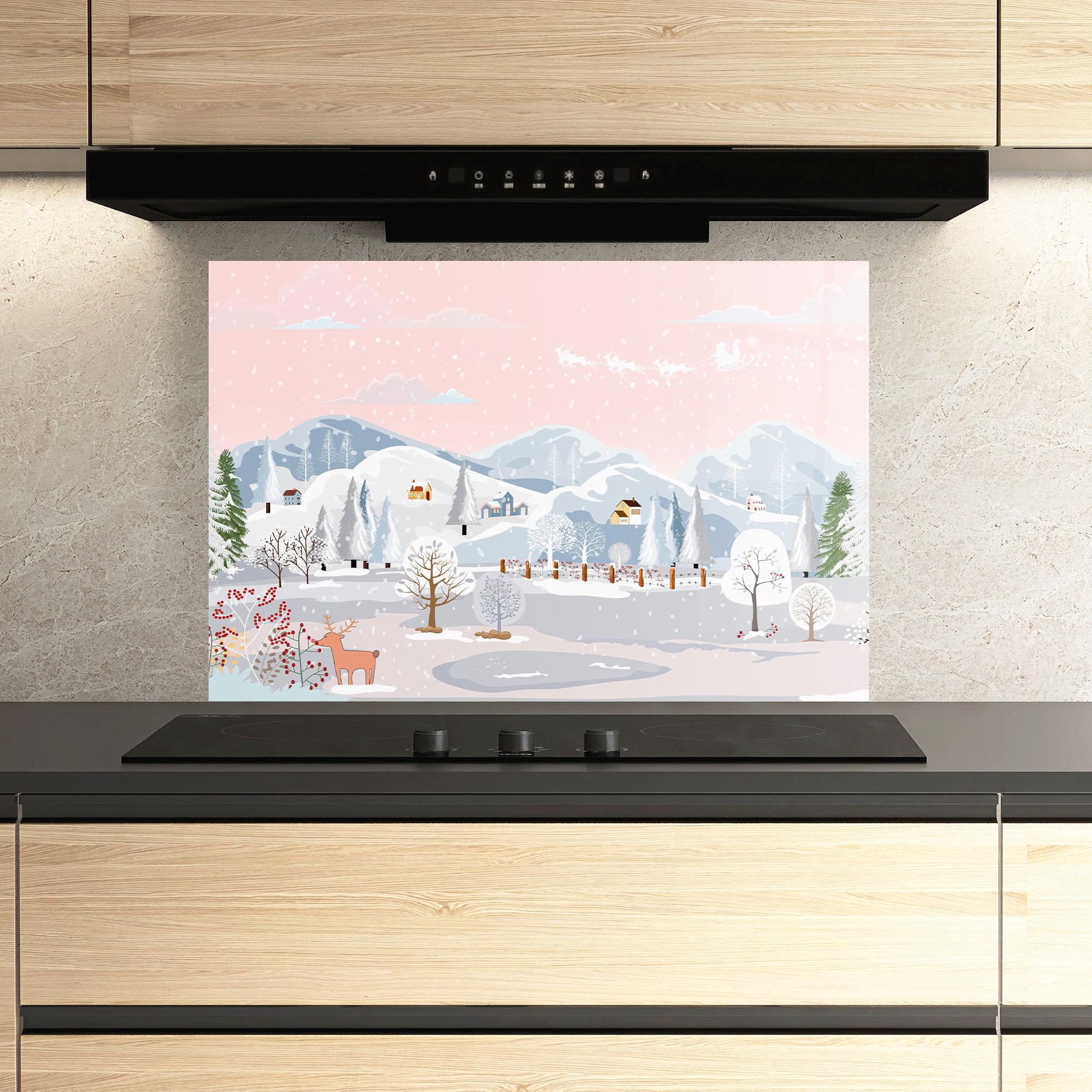 Küchenrückwand Glas Pink Sky Winter mockup 3