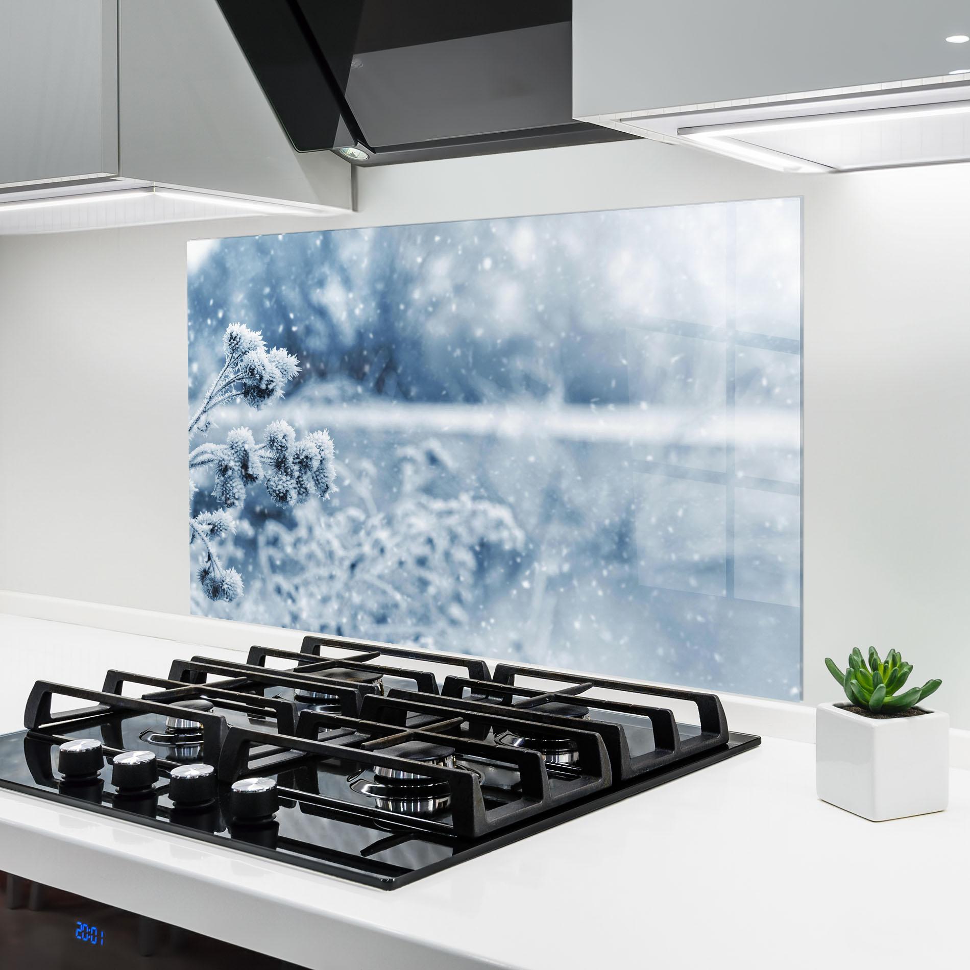 Küchenrückwand Glas Pretty Winter Plants mockup 6