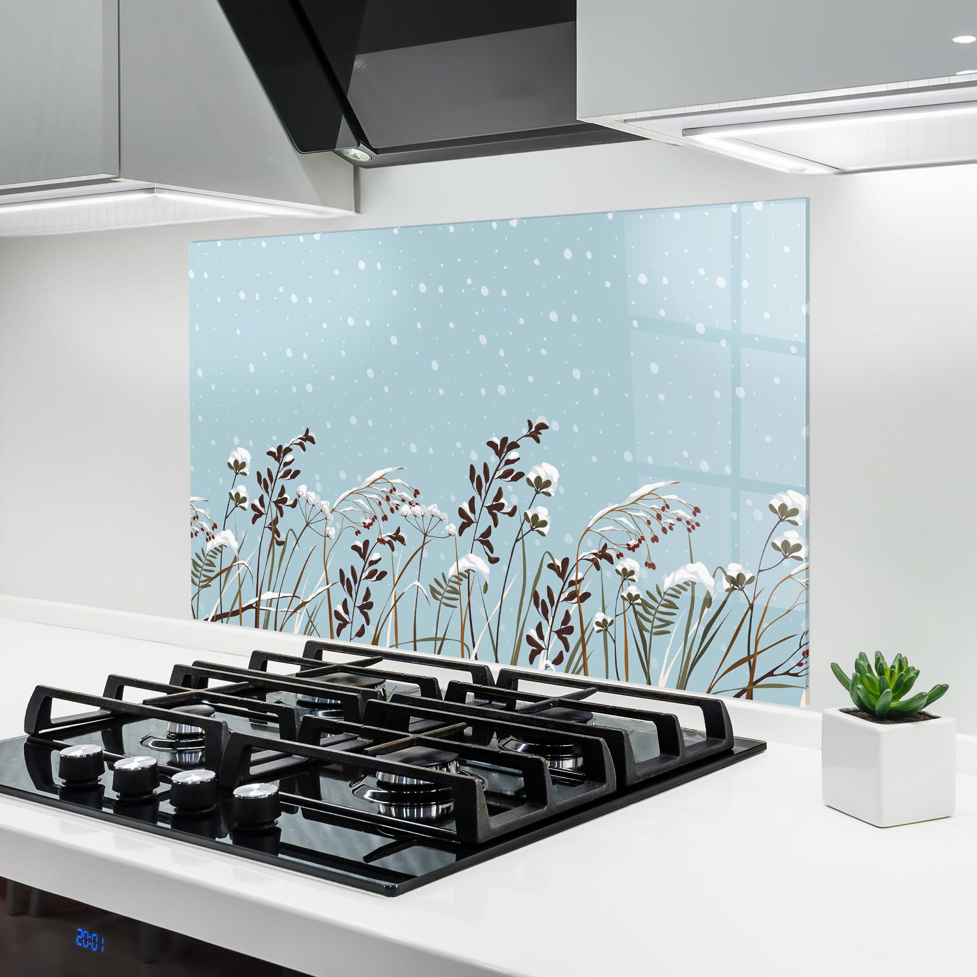 Küchenrückwand Glas Snow Plants mockup 6