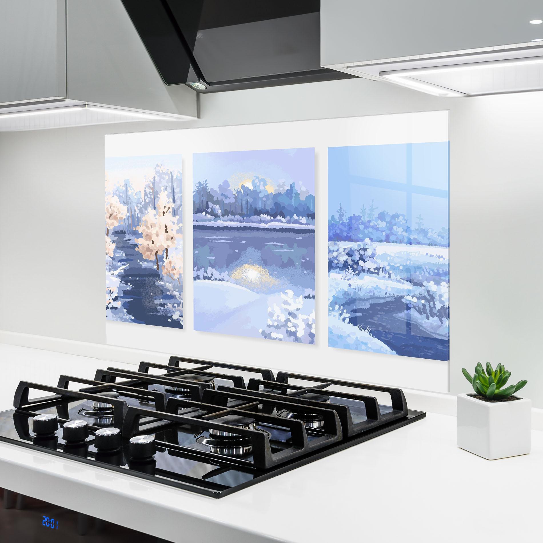 Küchenrückwand Glas Winter_landscape_with_forest_and_field_vector_illustration14 mockup 6