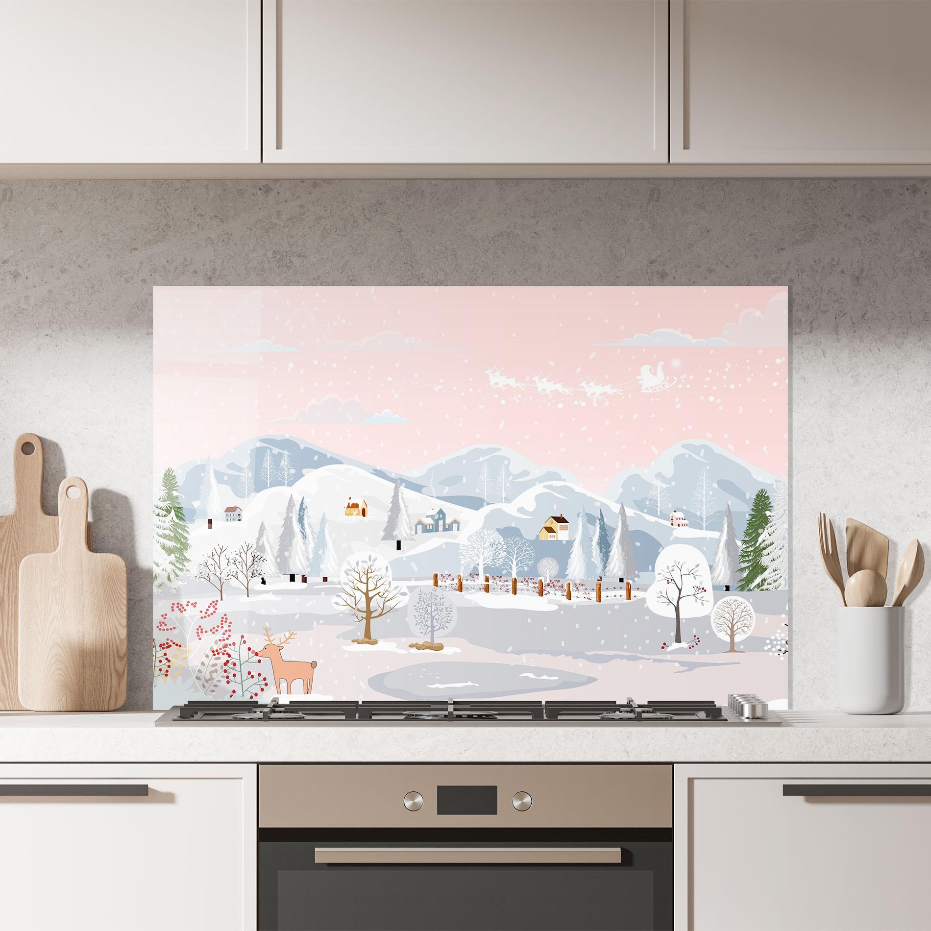 Küchenrückwand Glas Pink Sky Winter mockup 7