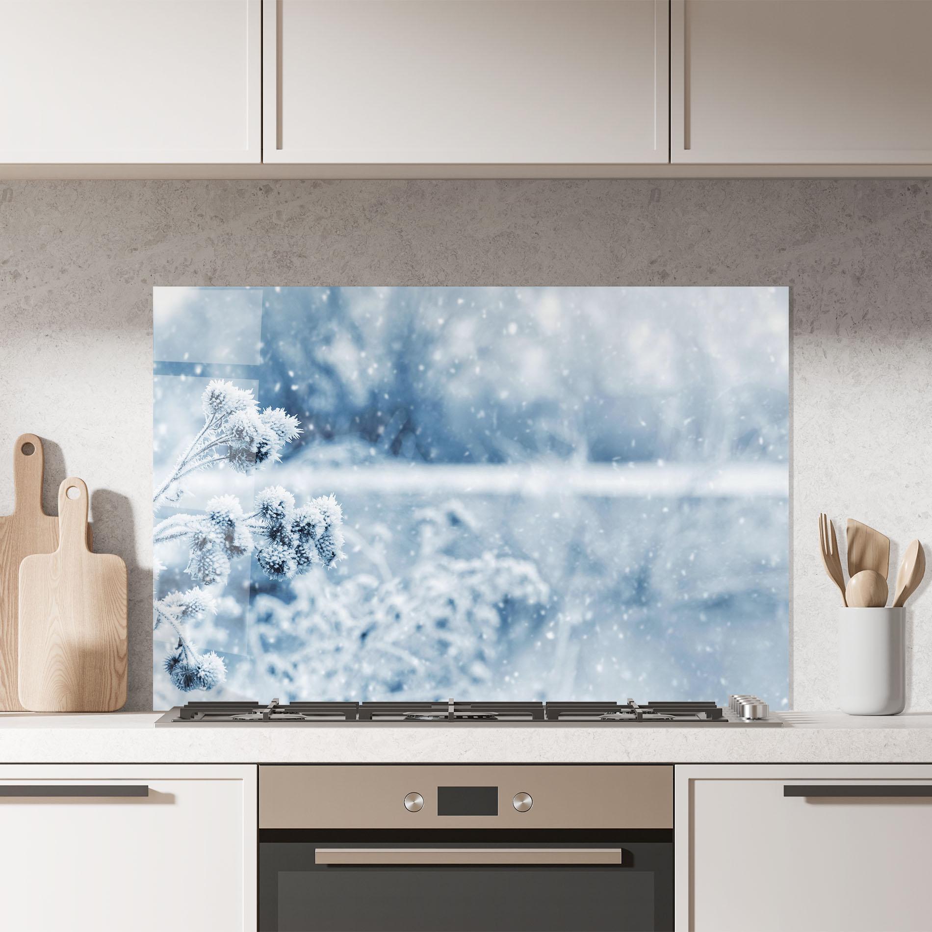Küchenrückwand Glas Pretty Winter Plants mockup 7