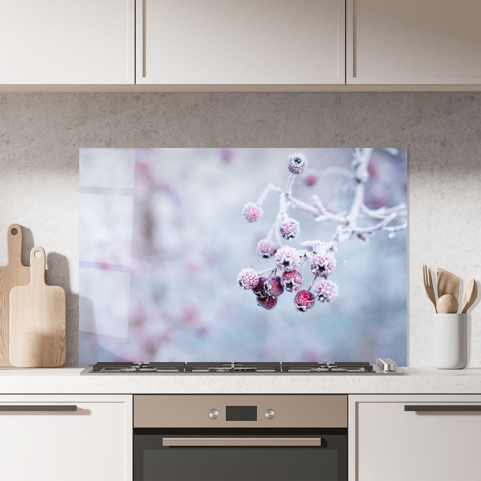 Küchenrückwand Glas Red Winter Fruits mockup 7