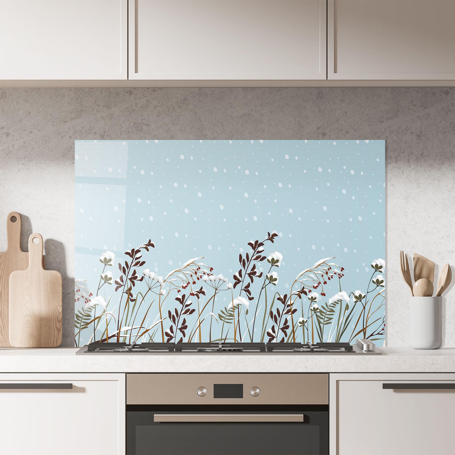 Küchenrückwand Glas Snow Plants mockup 7