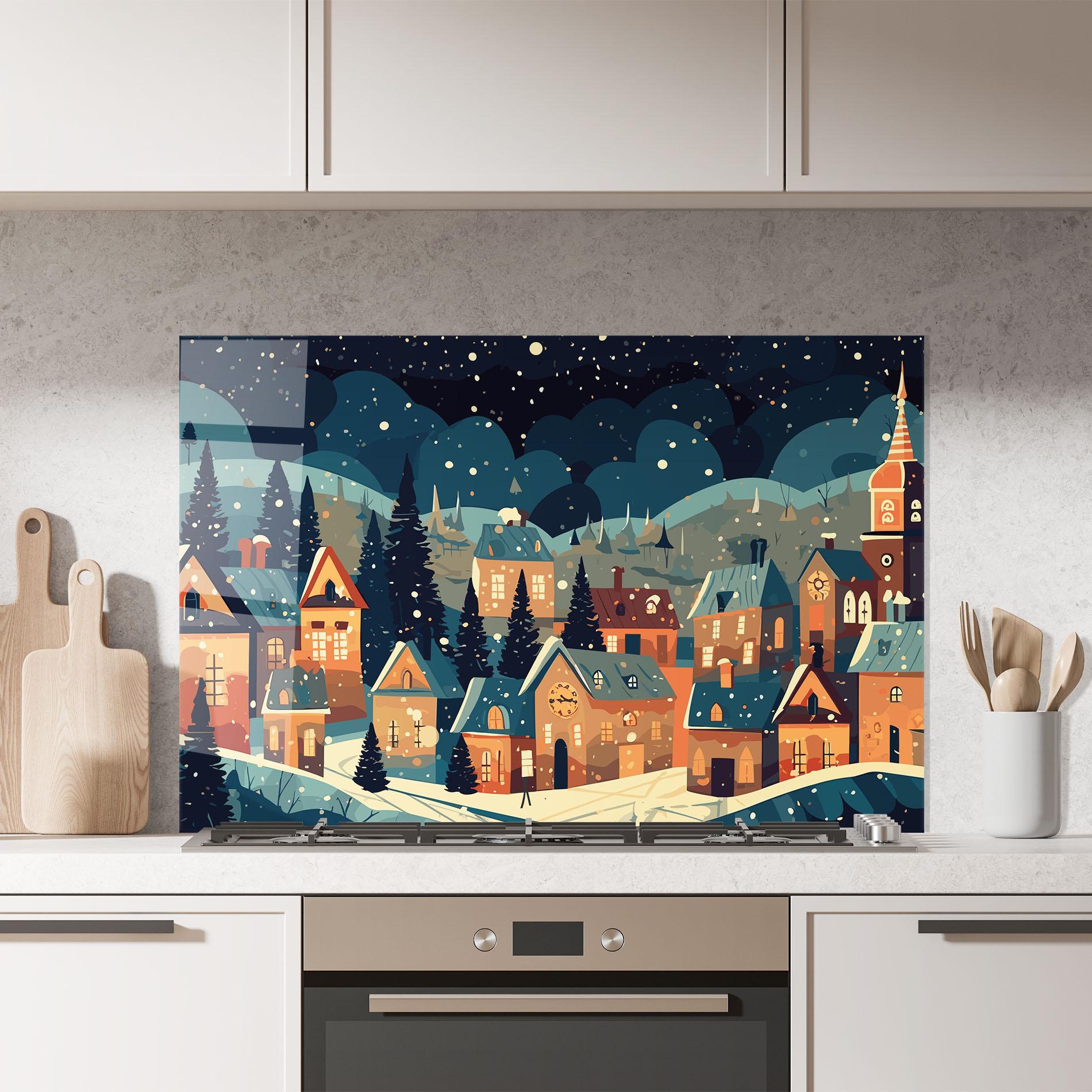 Küchenrückwand Glas Winter View Houses mockup 7