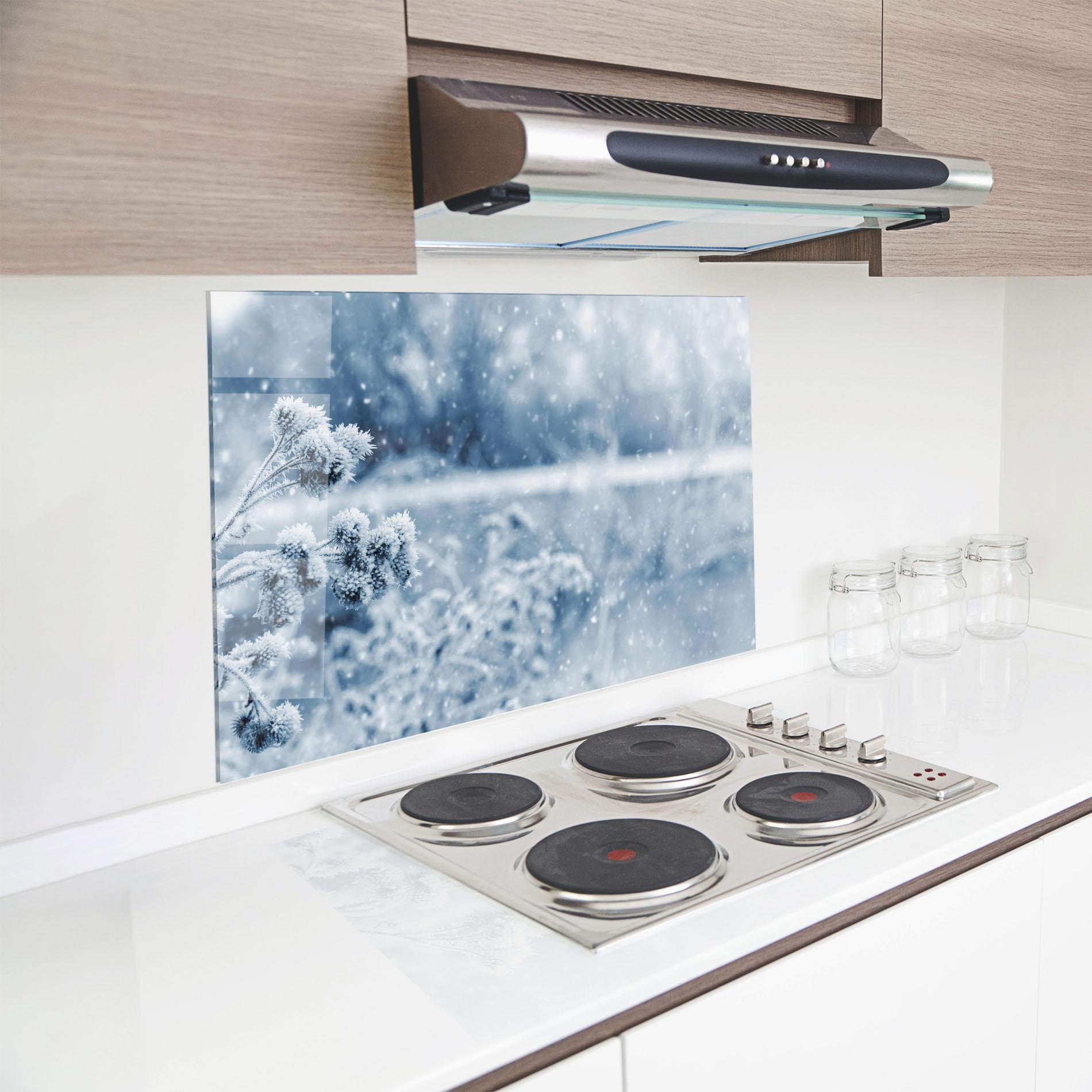 Küchenrückwand Glas Pretty Winter Plants mockup 8