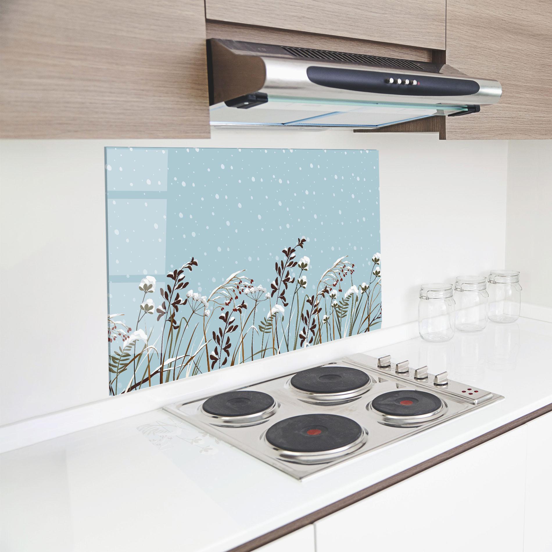 Küchenrückwand Glas Snow Plants mockup 8