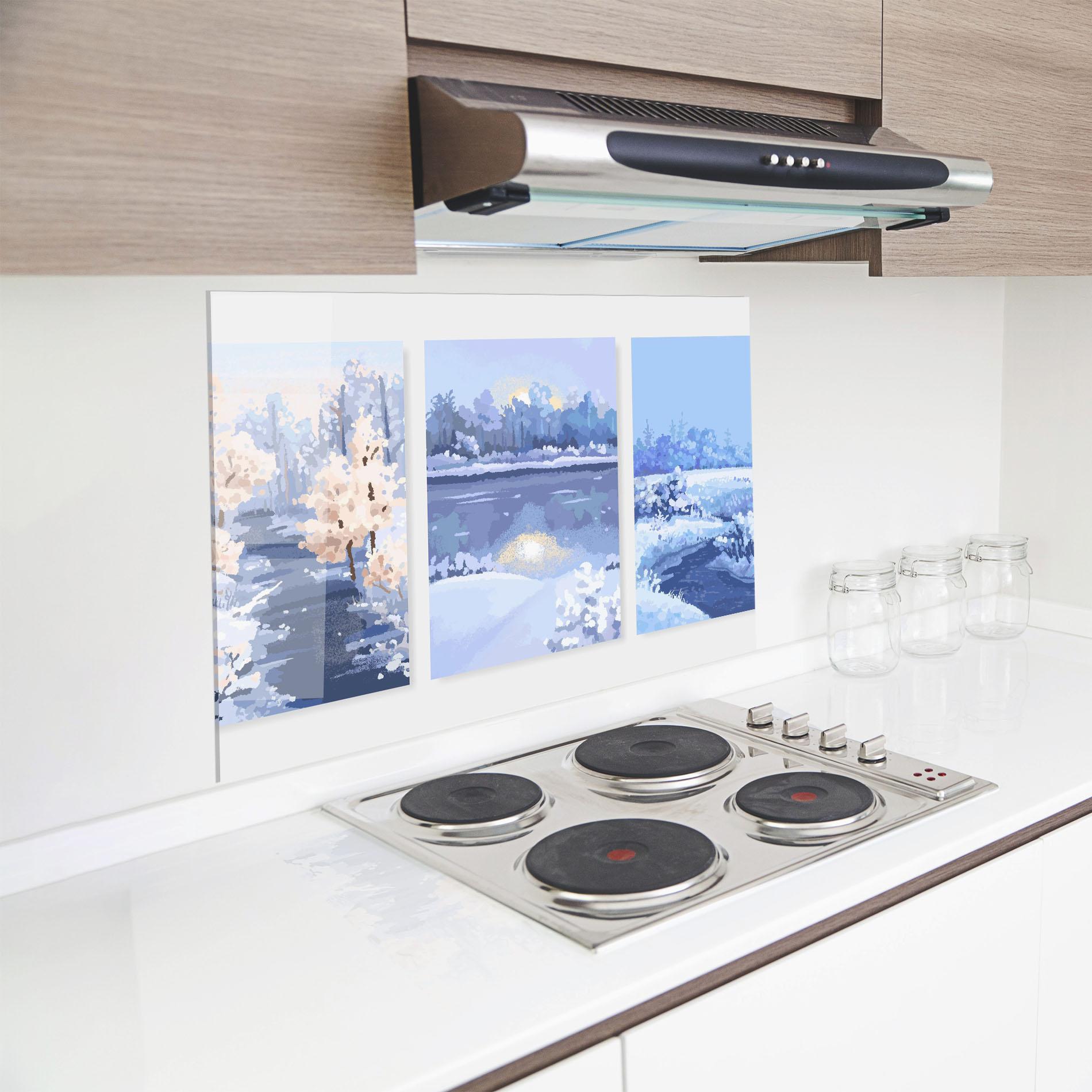 Küchenrückwand Glas Winter_landscape_with_forest_and_field_vector_illustration14 mockup 8