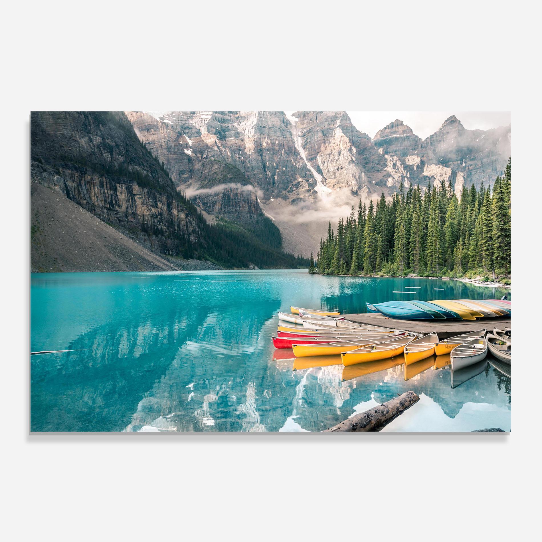 Küchenrückwand Glas Beautiful Moraine Lake mockup 0
