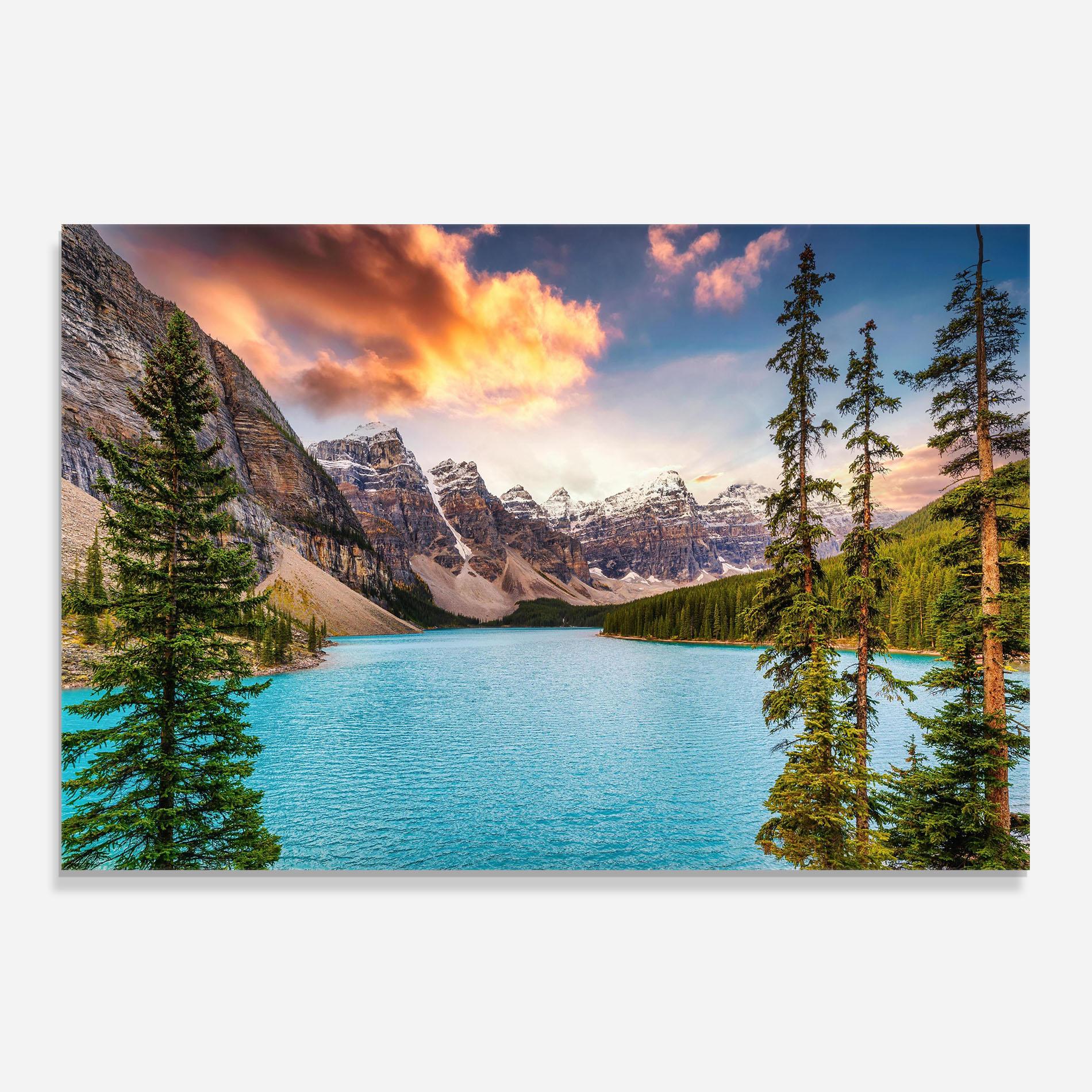 Küchenrückwand Glas Blue Magic Lake mockup 0