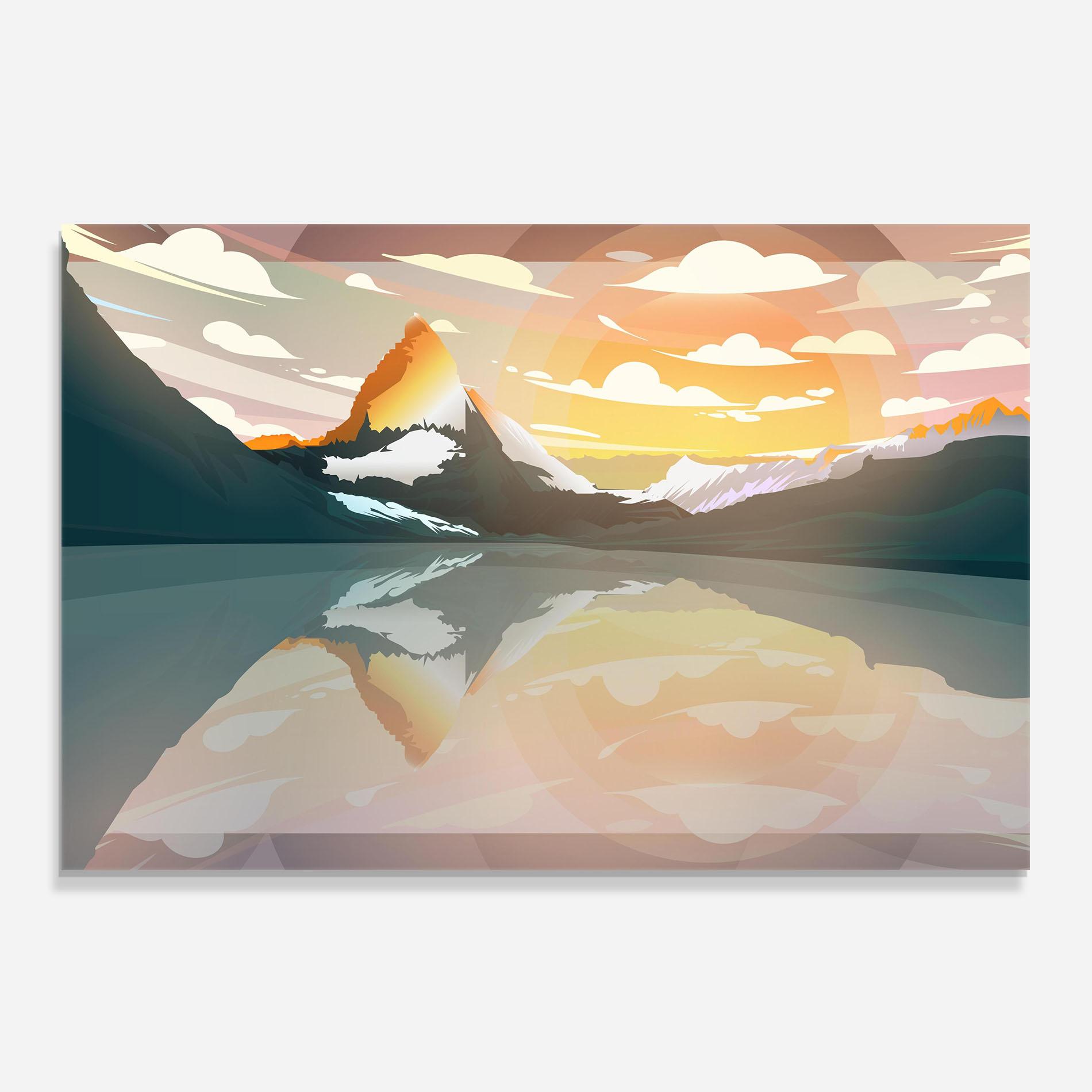 Küchenrückwand Glas Green Mountain Lake mockup 0