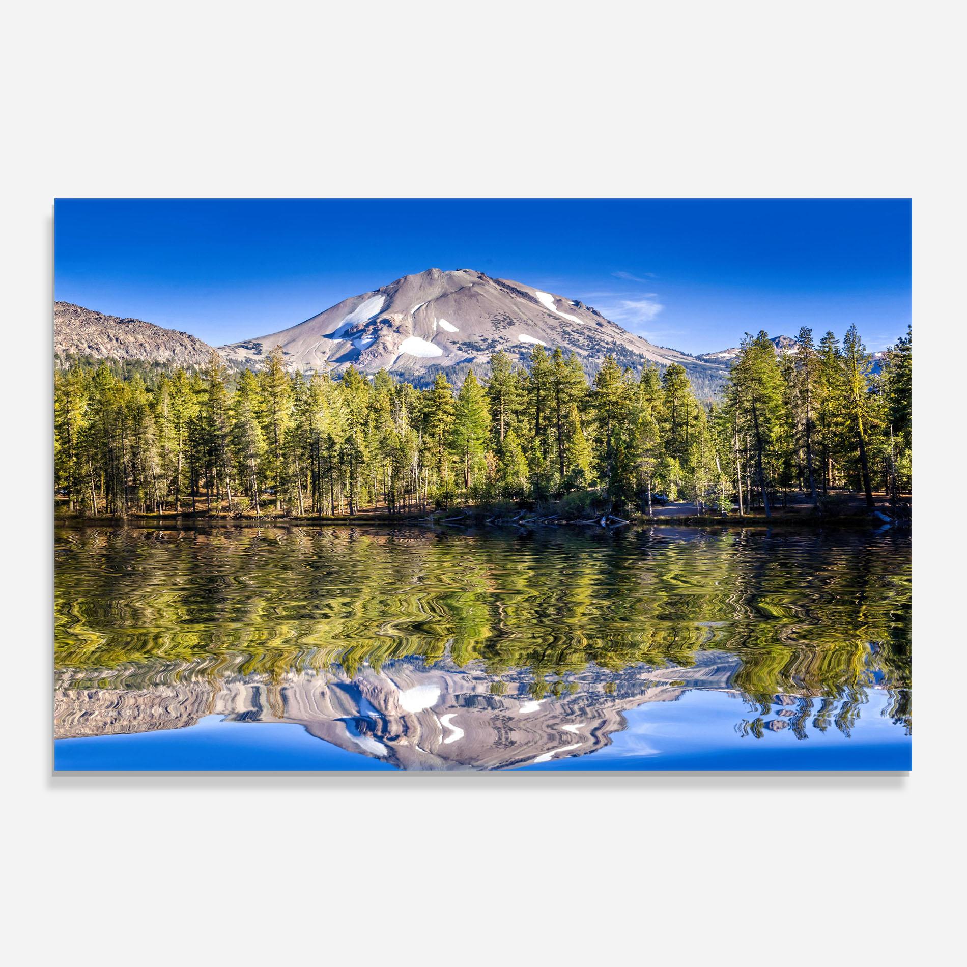 Küchenrückwand Glas Green Tree Lake mockup 0