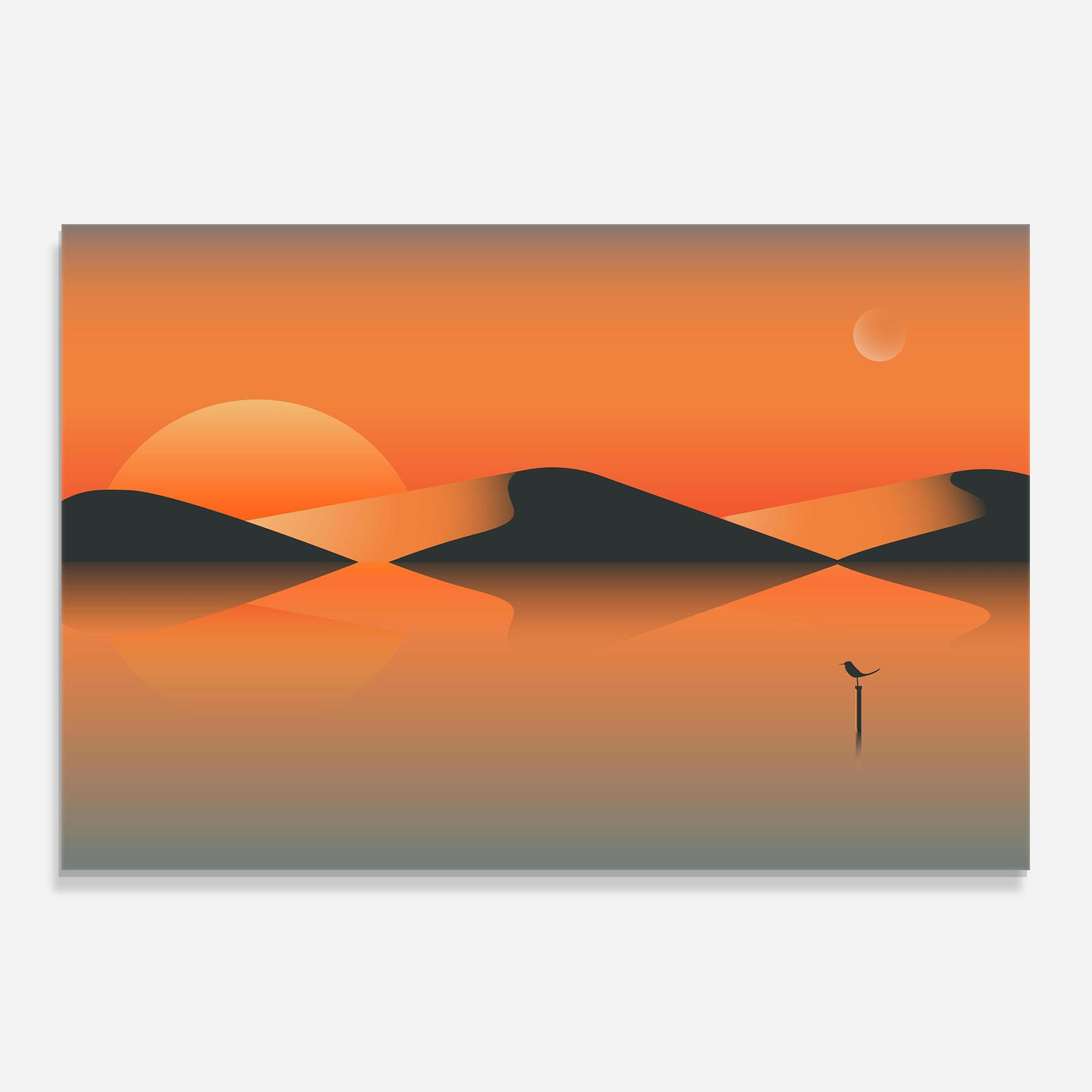 Küchenrückwand Glas Orange Bird Lake 01 mockup 0