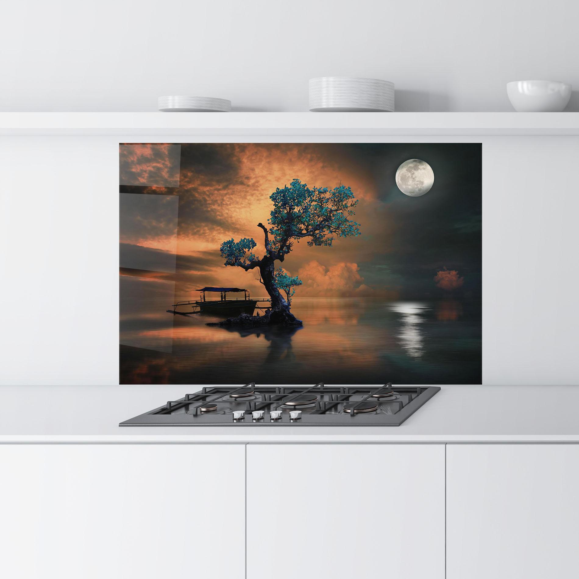 Küchenrückwand Glas Blue Tree mockup 9