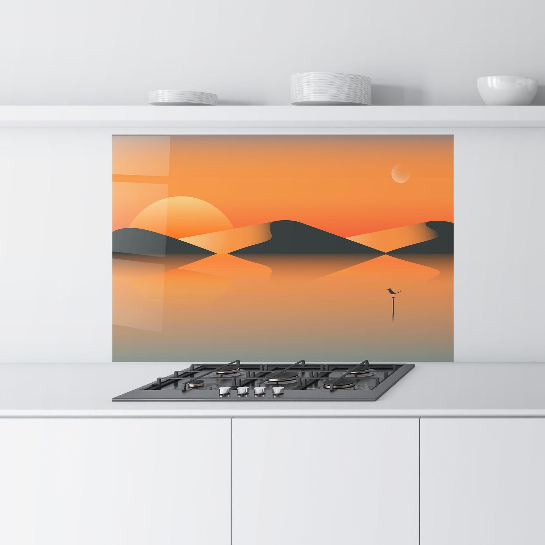Küchenrückwand Glas Orange Bird Lake 01 mockup 9