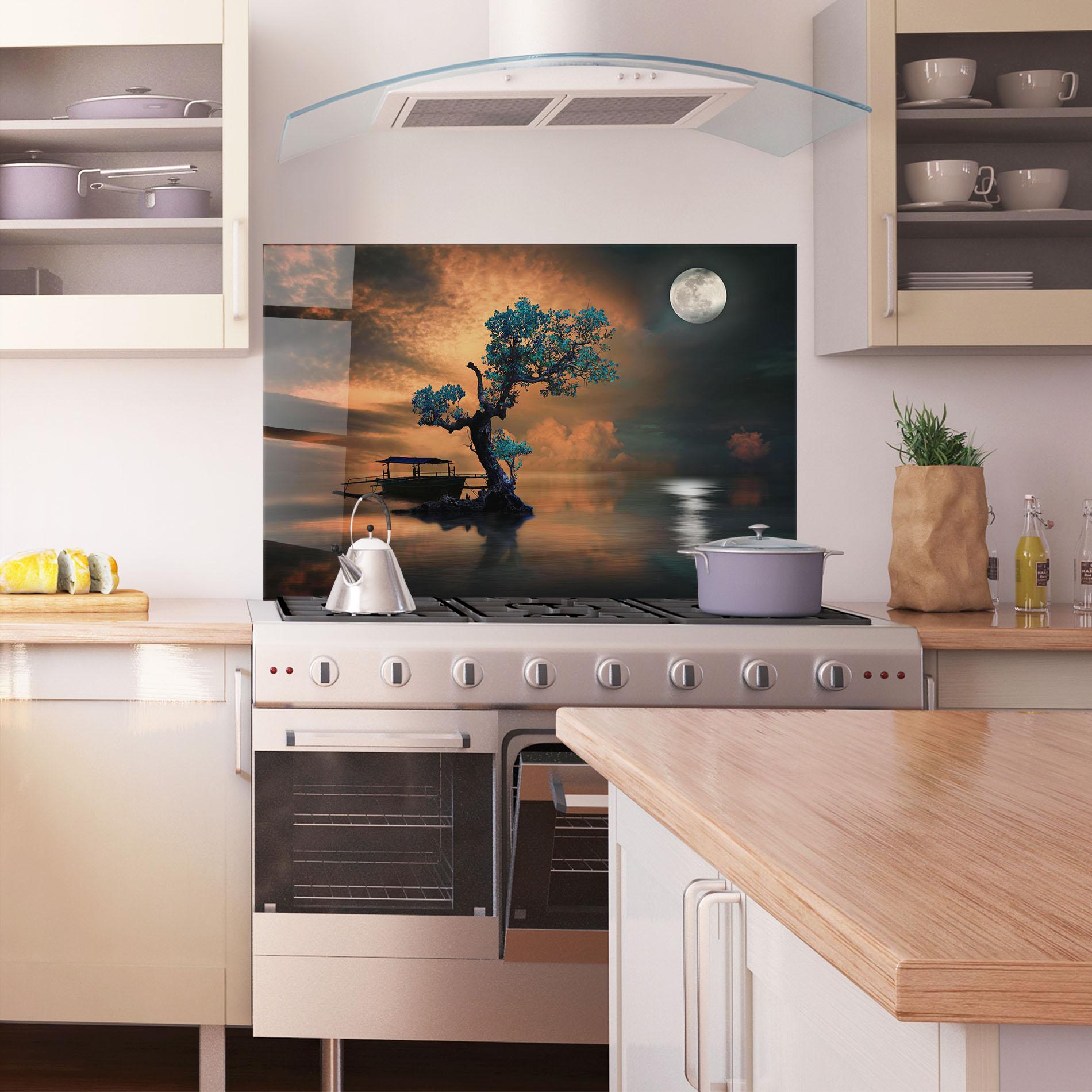 Küchenrückwand Glas Blue Tree mockup 1