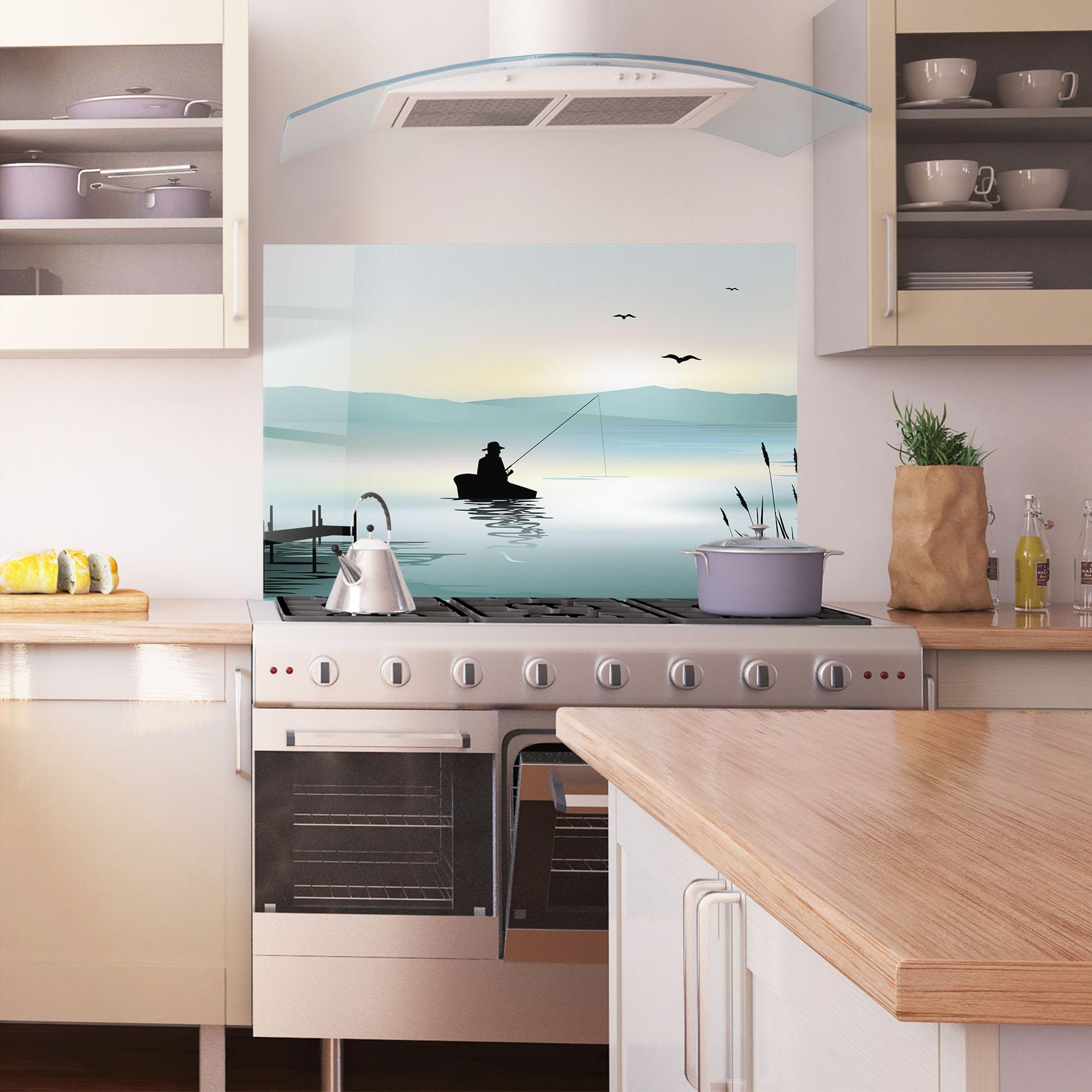 Küchenrückwand Glas Fishman Lake View mockup 1