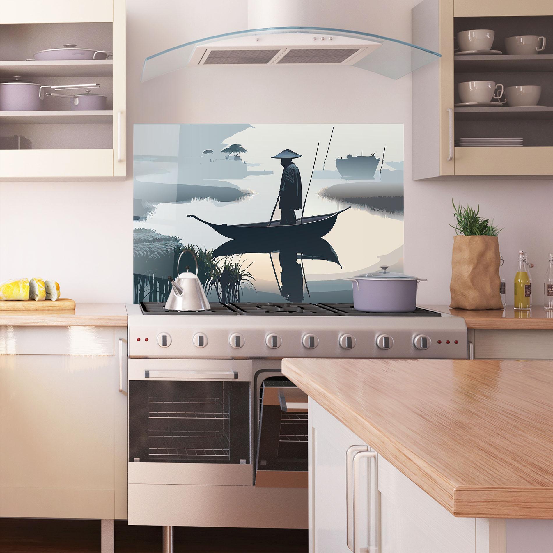 Küchenrückwand Glas Japan Fisherman mockup 1