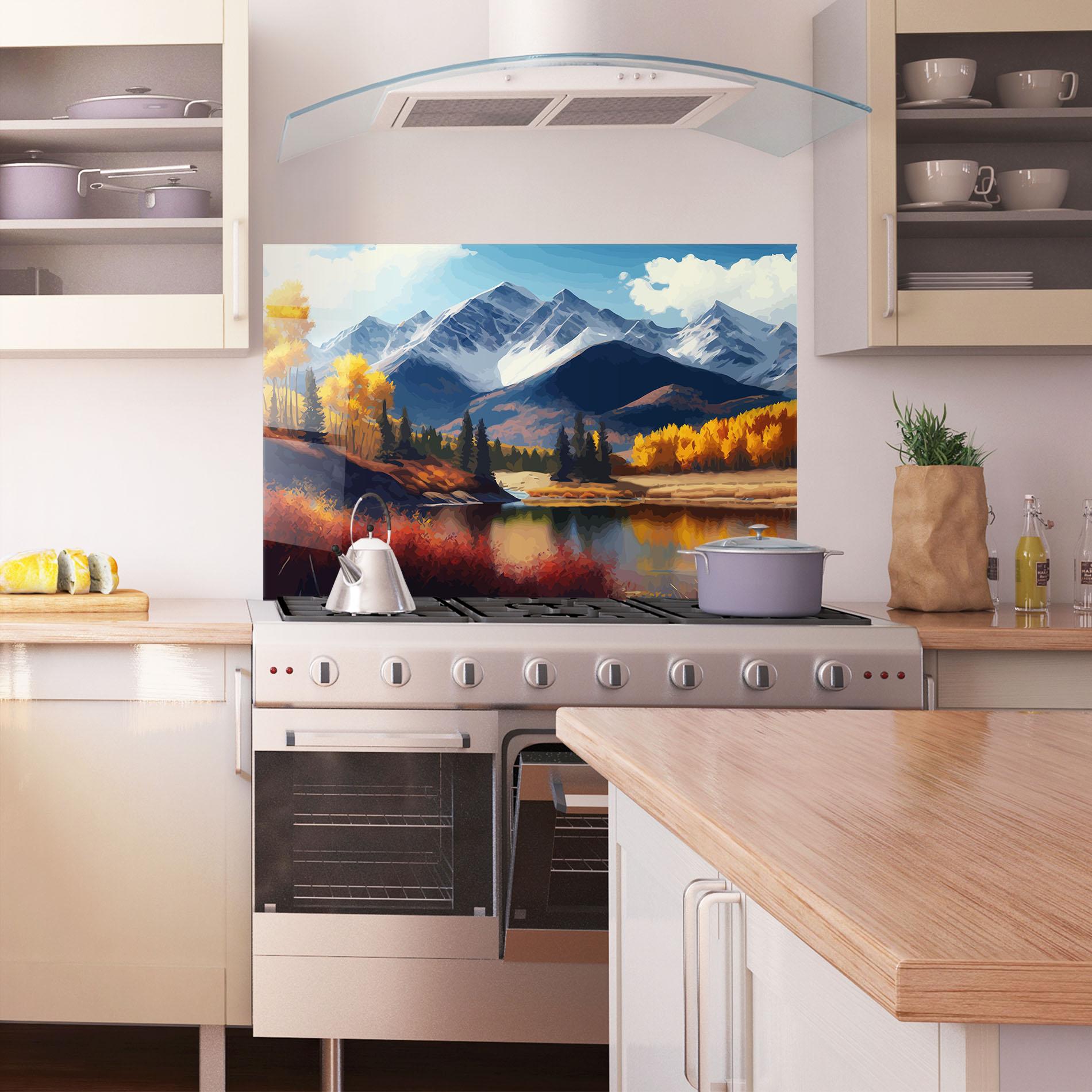Küchenrückwand Glas Lake Autumn View mockup 1