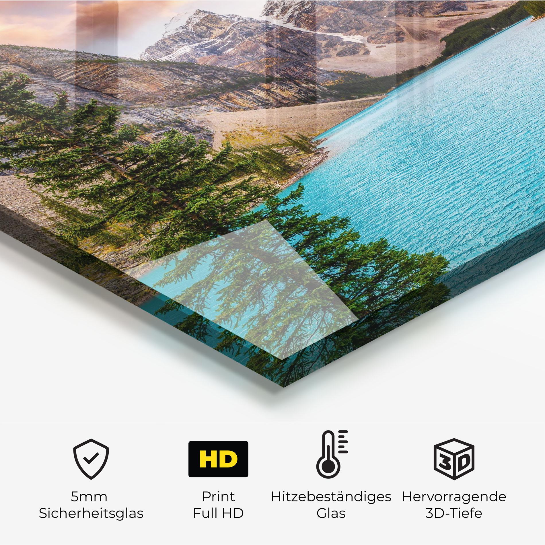 Küchenrückwand Glas Blue Magic Lake mockup 2