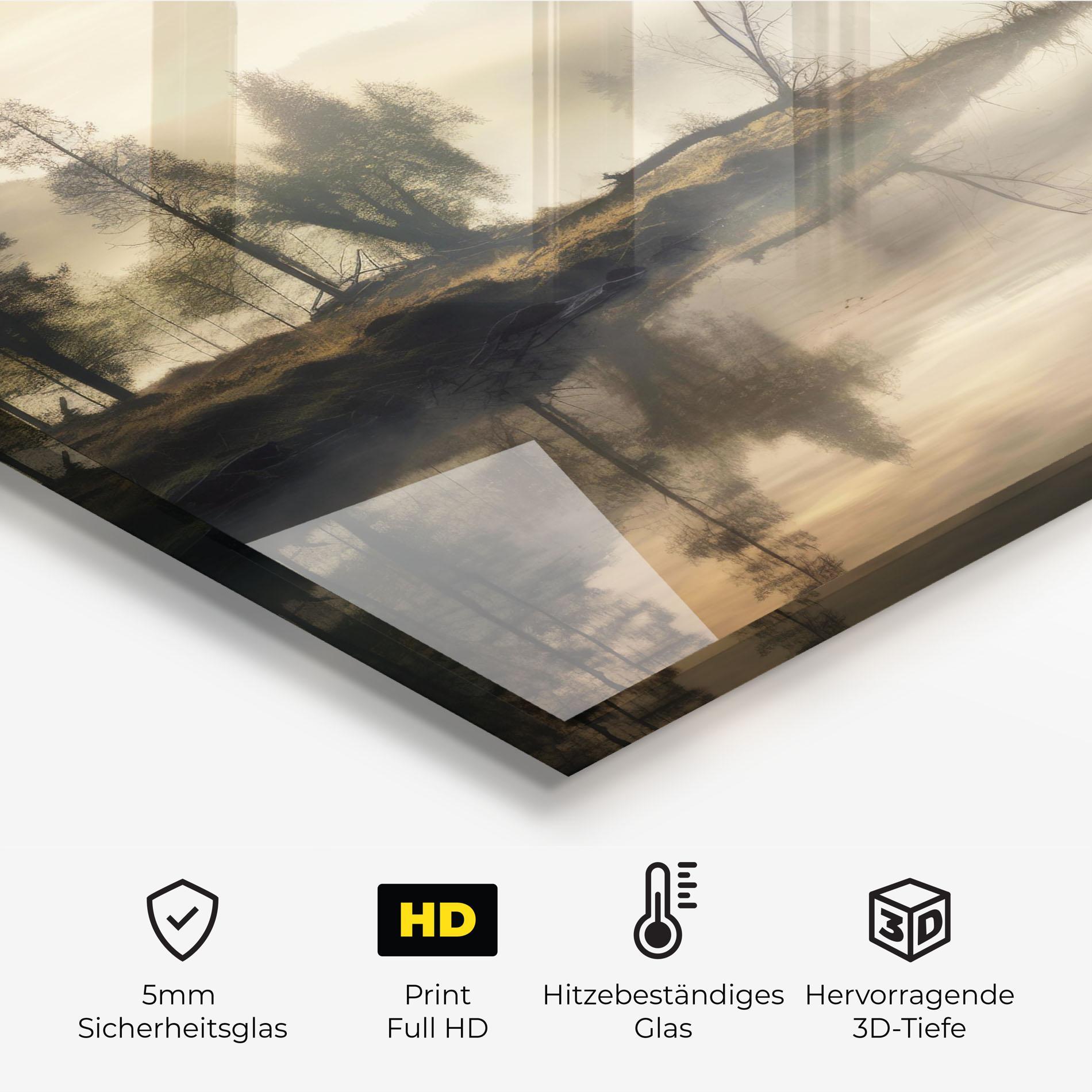 Küchenrückwand Glas Foggy Morning mockup 2