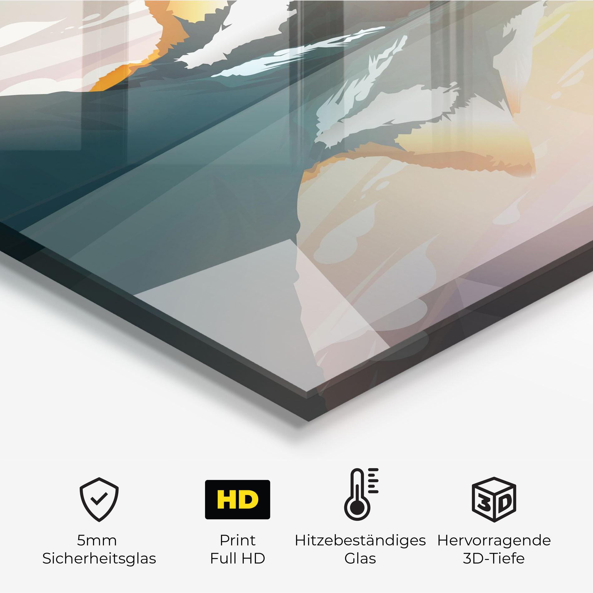 Küchenrückwand Glas Green Mountain Lake mockup 2