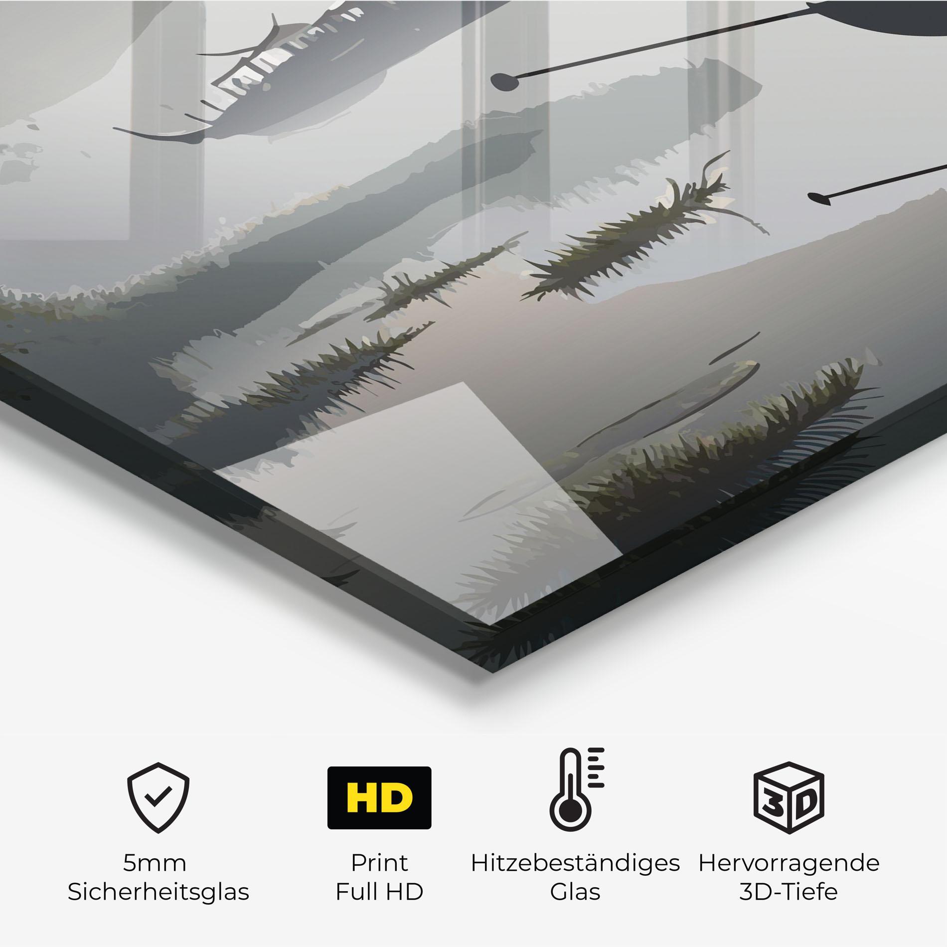 Küchenrückwand Glas Grey Lake Man mockup 2