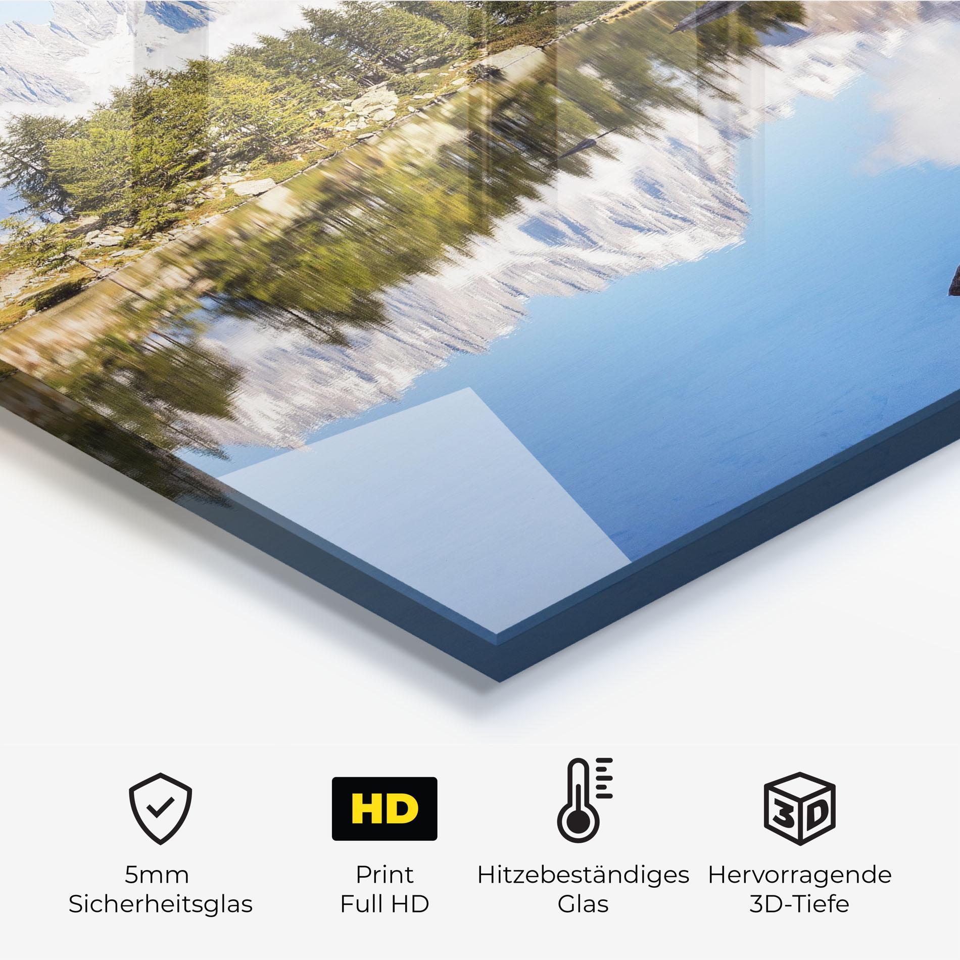 Küchenrückwand Glas Mountain Reflection mockup 2