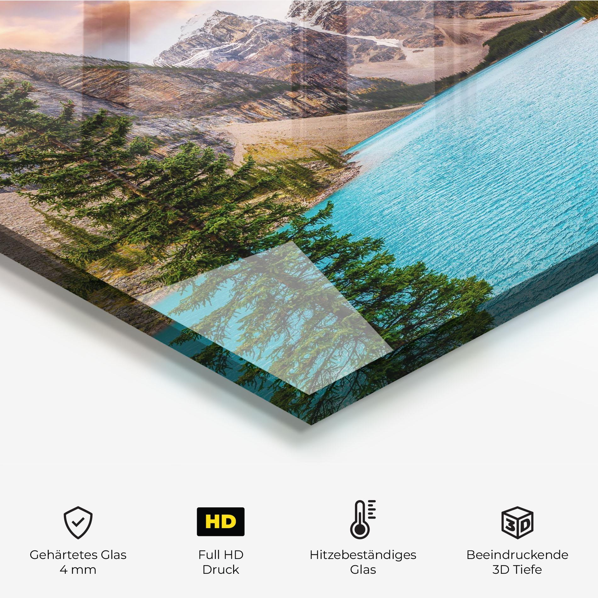 Küchenrückwand Glas Blue Magic Lake mockup 2