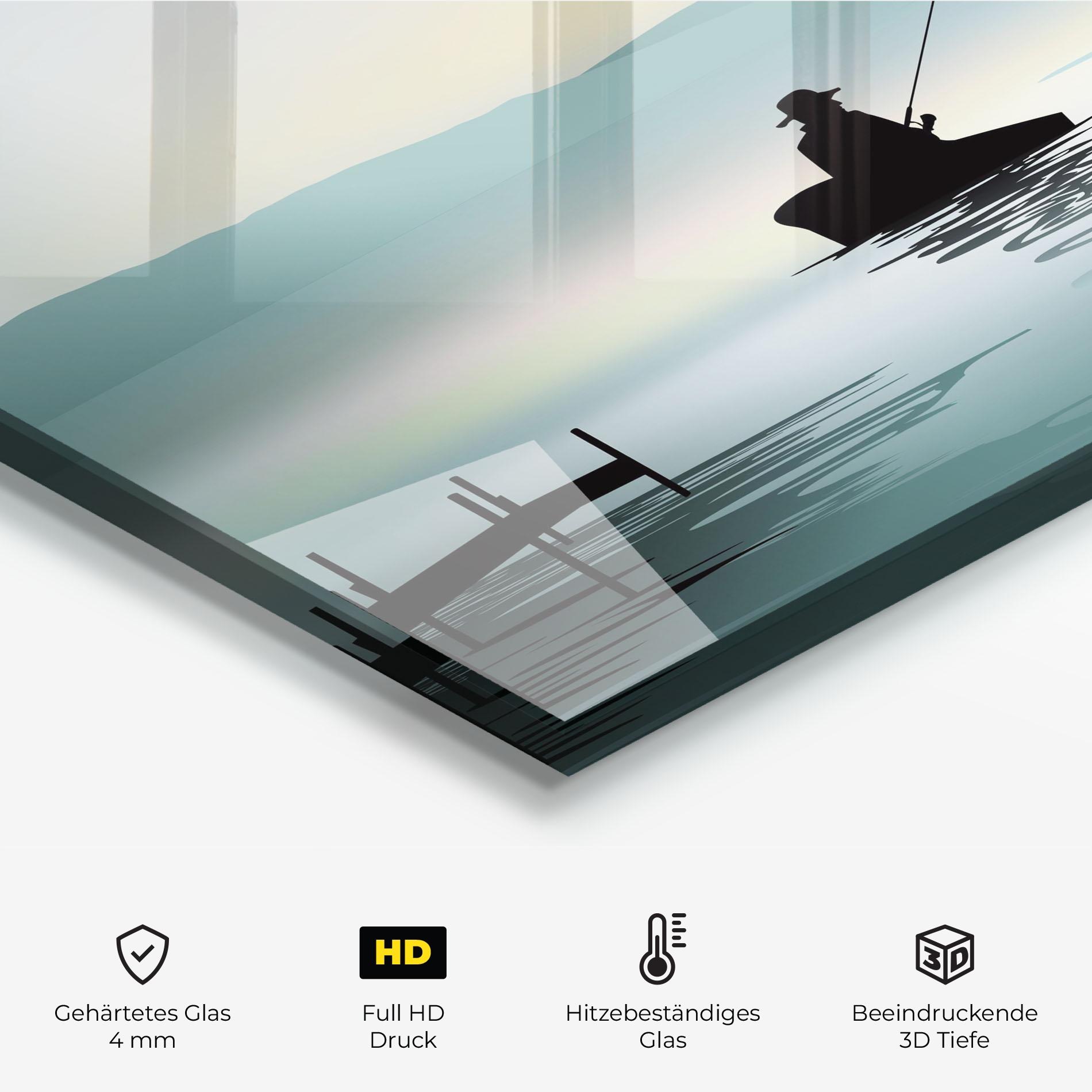 Küchenrückwand Glas Fishman Lake View mockup 2