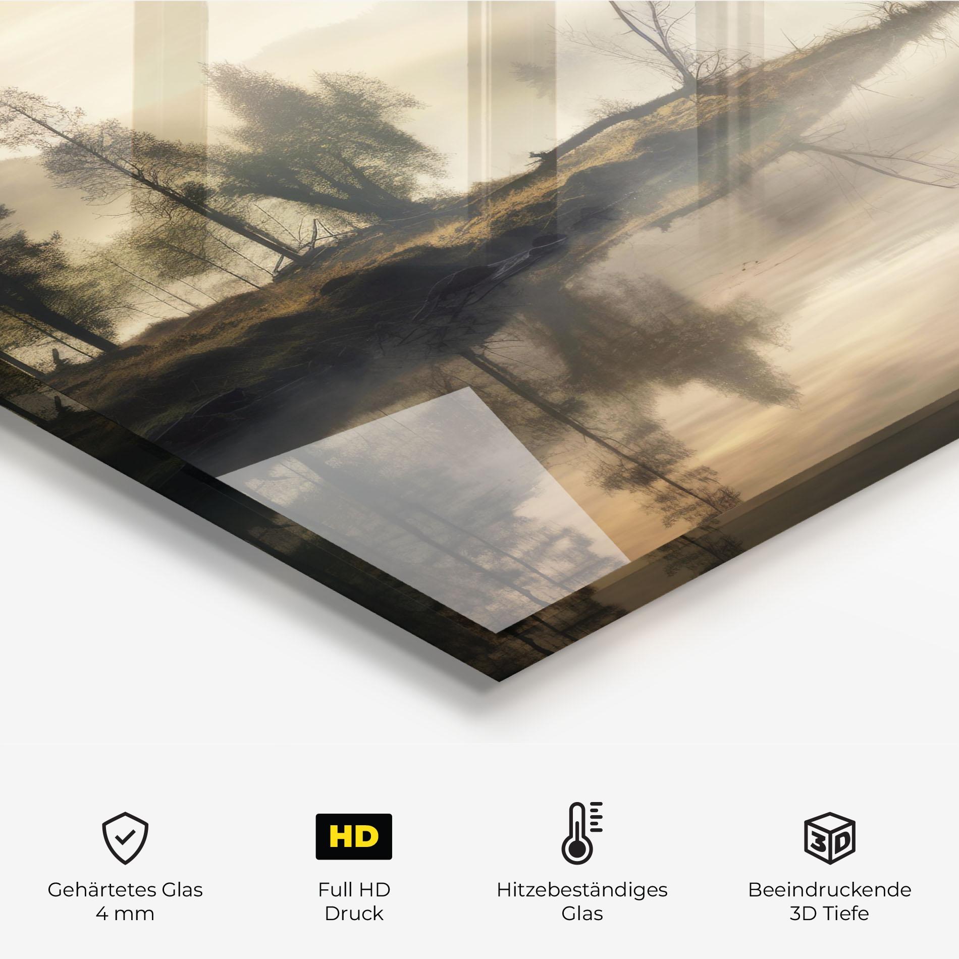 Küchenrückwand Glas Foggy Morning mockup 2