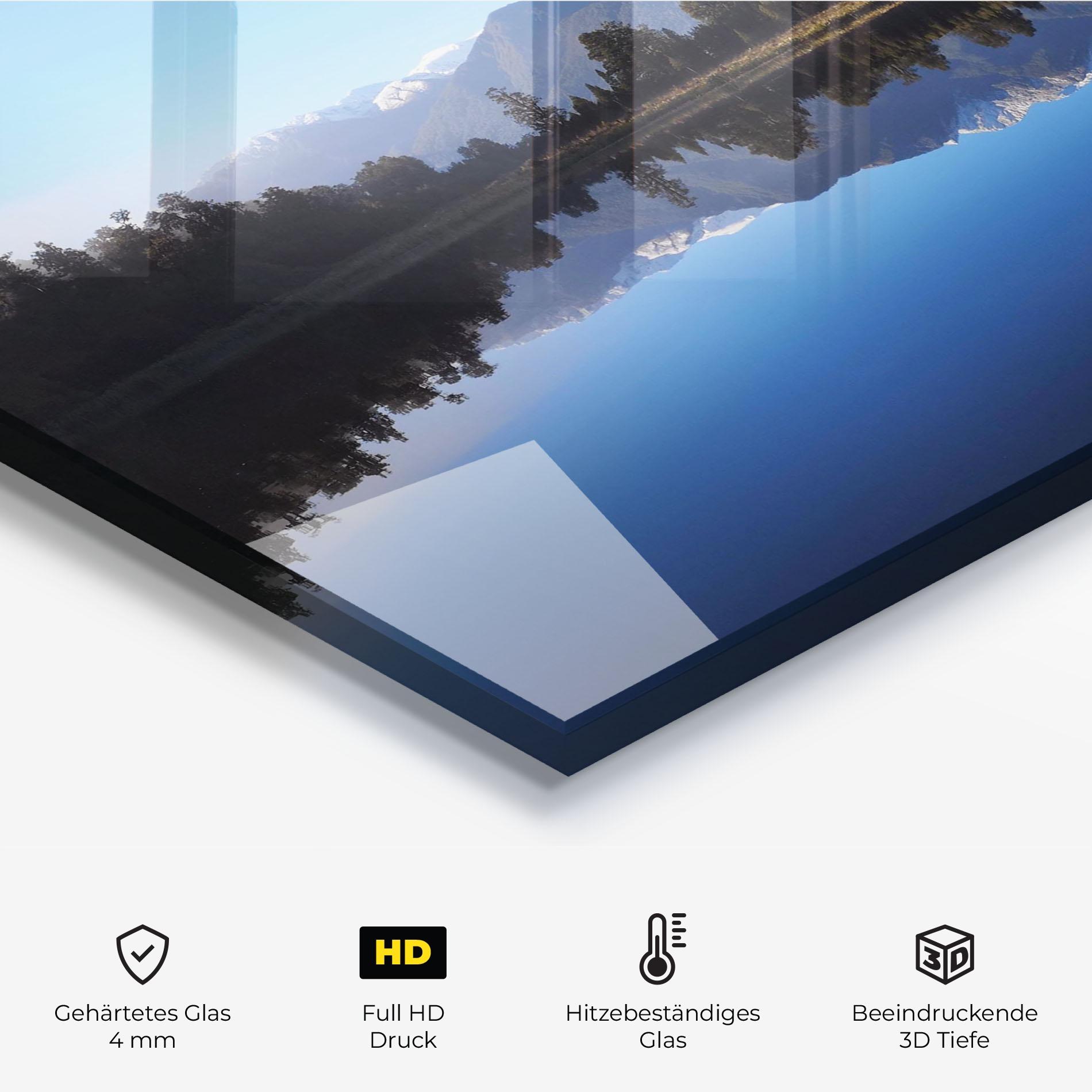 Küchenrückwand Glas Forest View Lake mockup 2