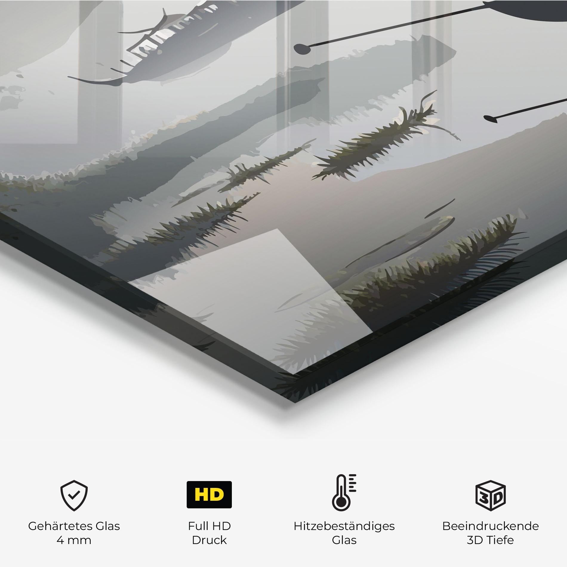 Küchenrückwand Glas Grey Lake Man mockup 2