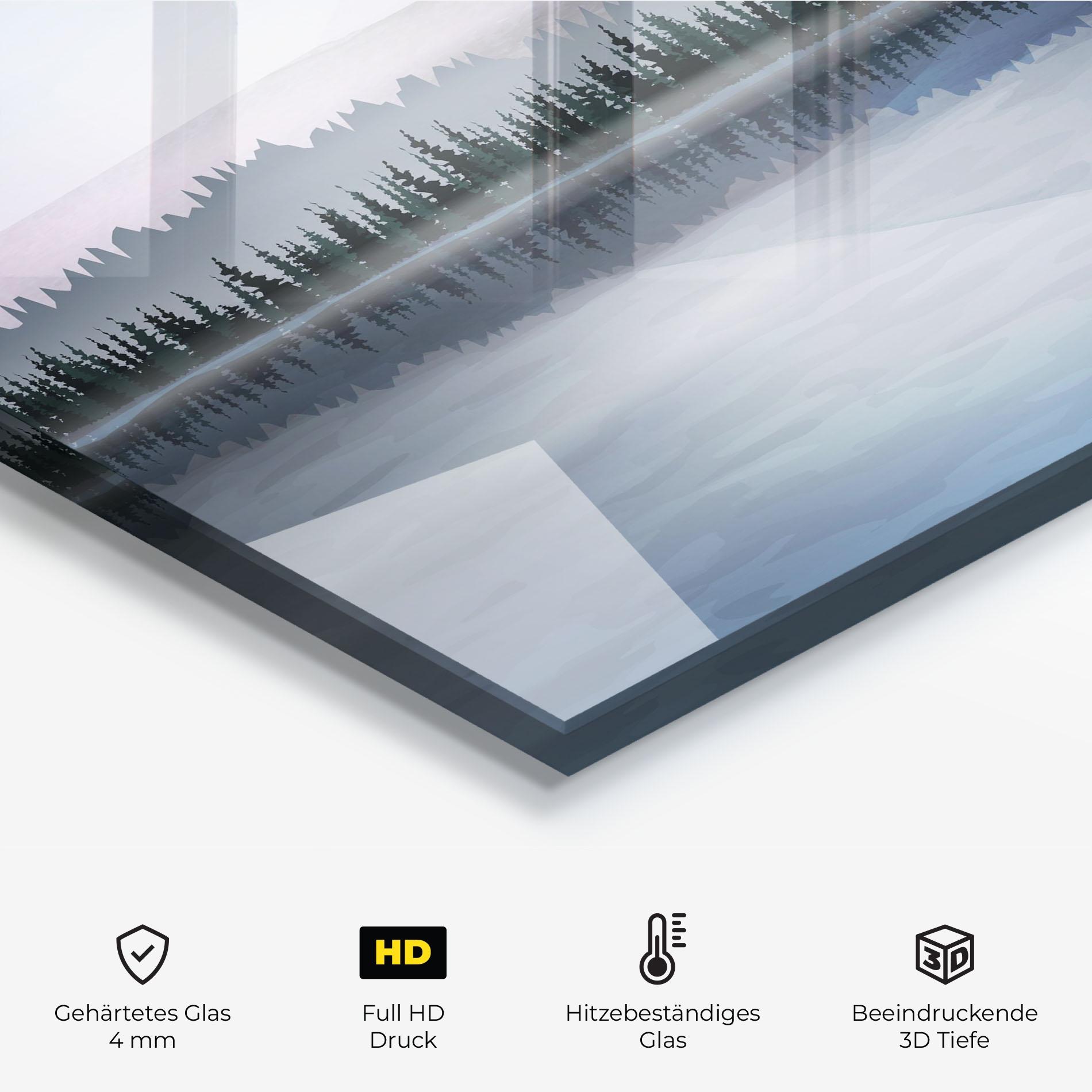 Küchenrückwand Glas Grey Lake Trees mockup 2