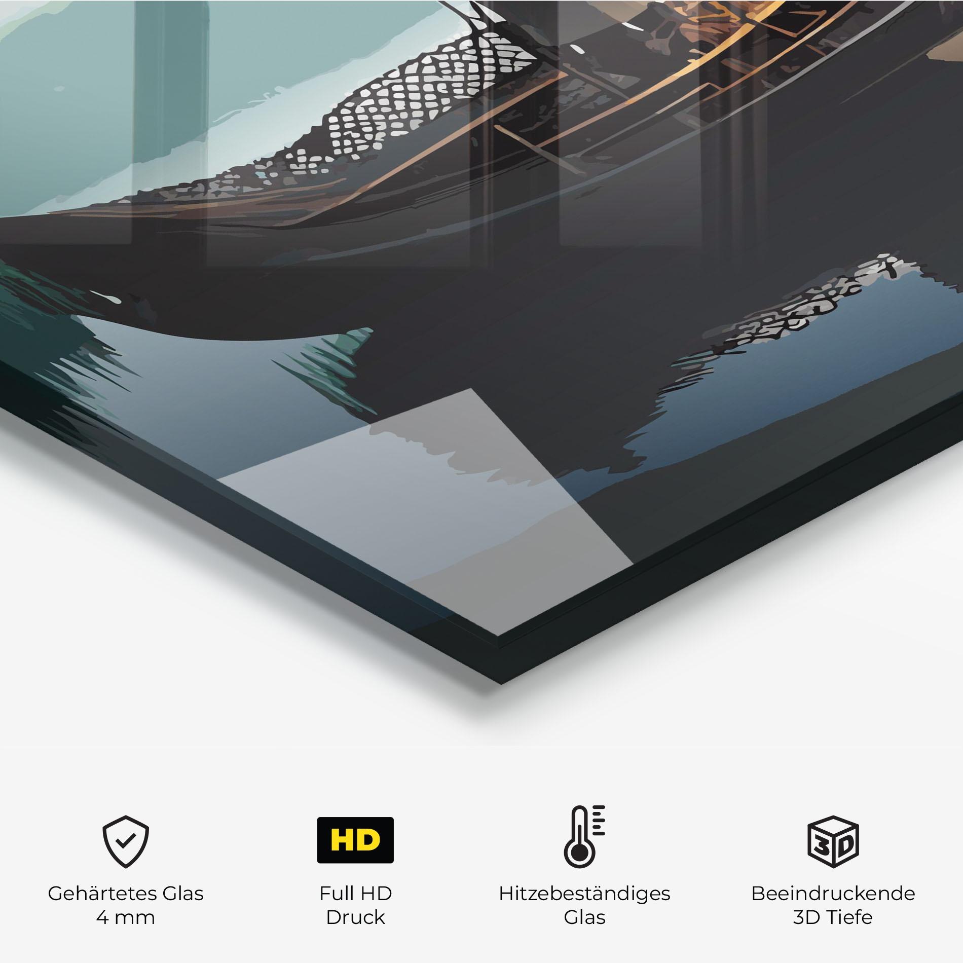 Küchenrückwand Glas Japan Man Lake mockup 2