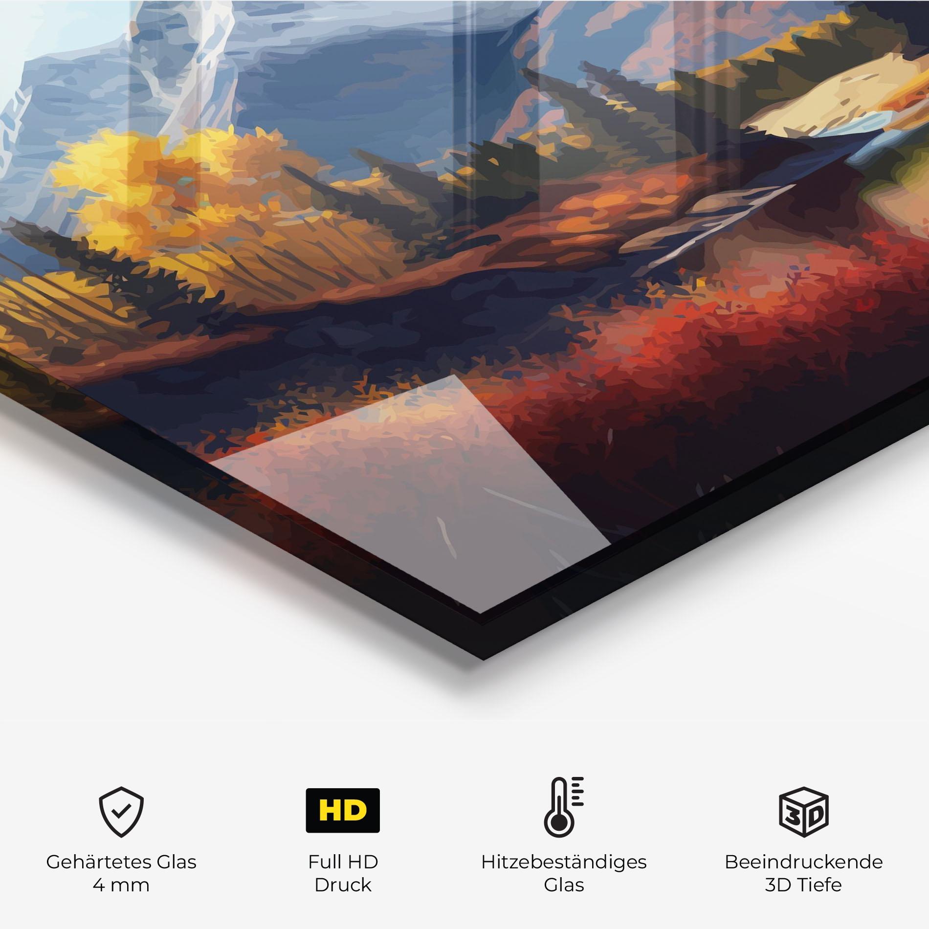 Küchenrückwand Glas Lake Autumn View mockup 2