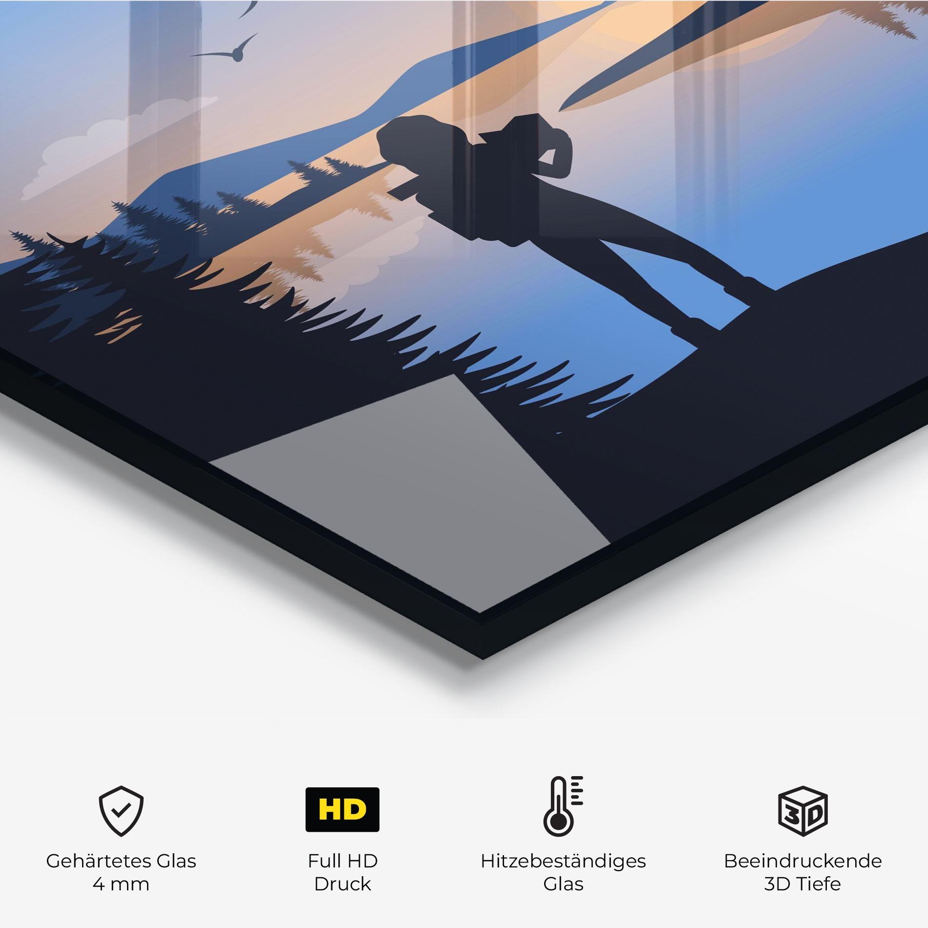 Küchenrückwand Glas Lake Woman View mockup 2