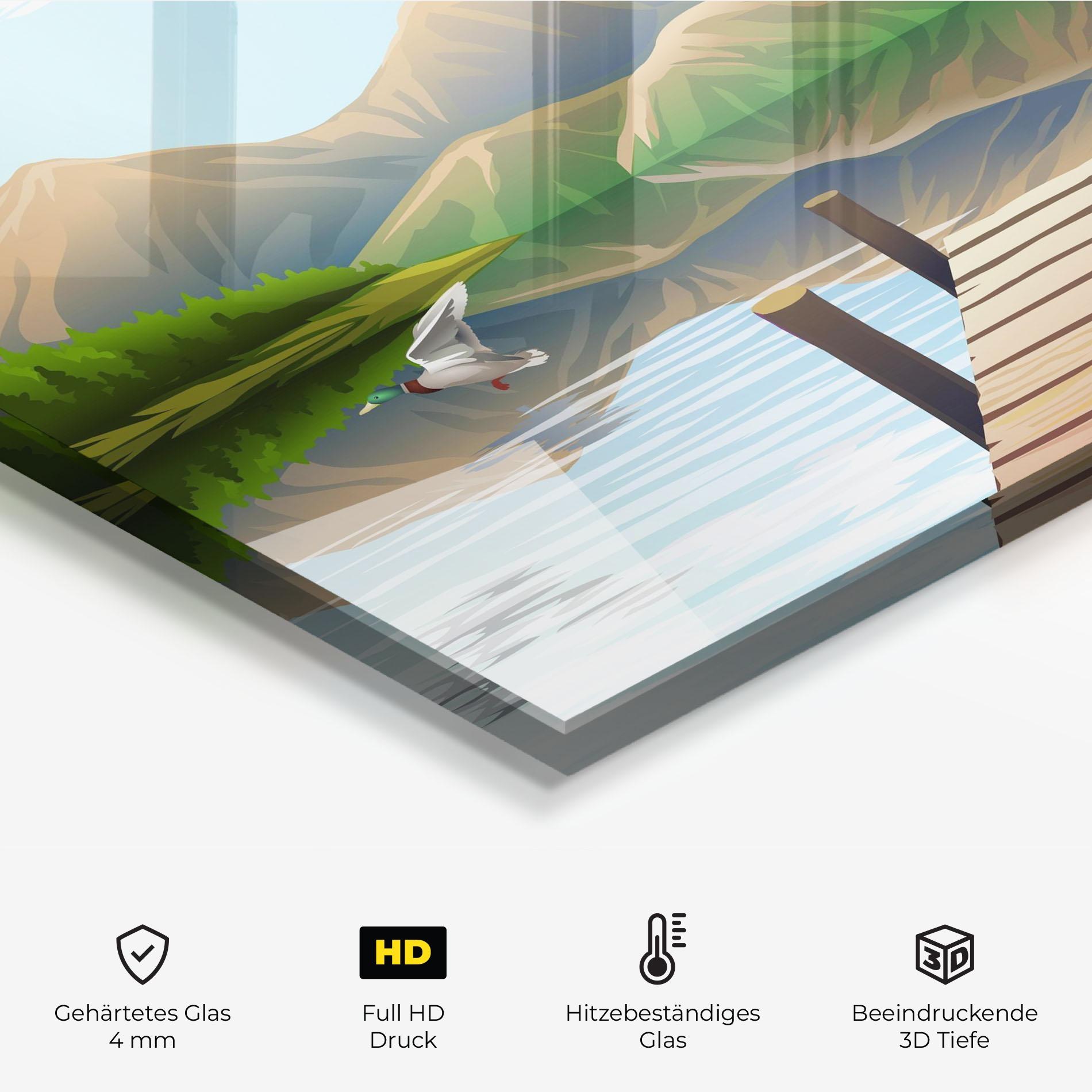 Küchenrückwand Glas Morning Lake mockup 2