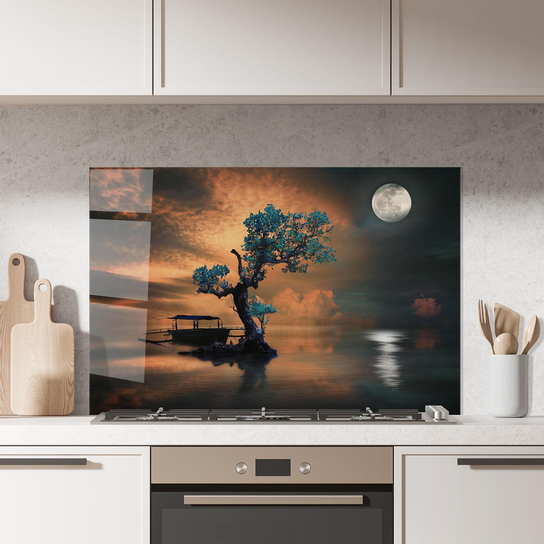 Küchenrückwand Glas Blue Tree mockup 7