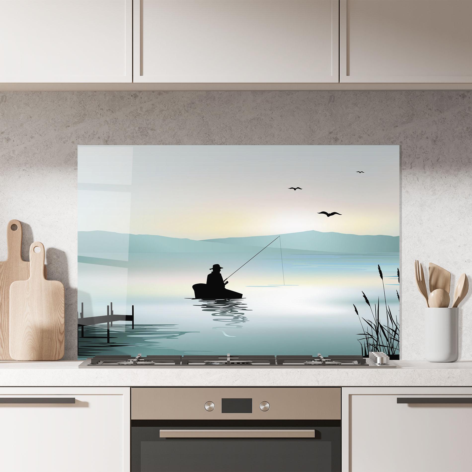 Küchenrückwand Glas Fishman Lake View mockup 7