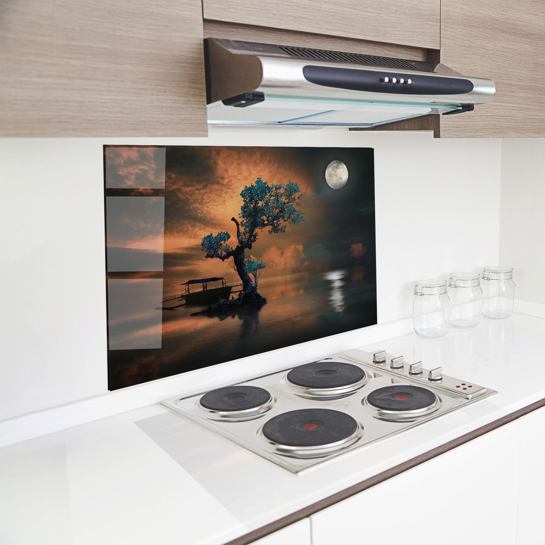 Küchenrückwand Glas Blue Tree mockup 8