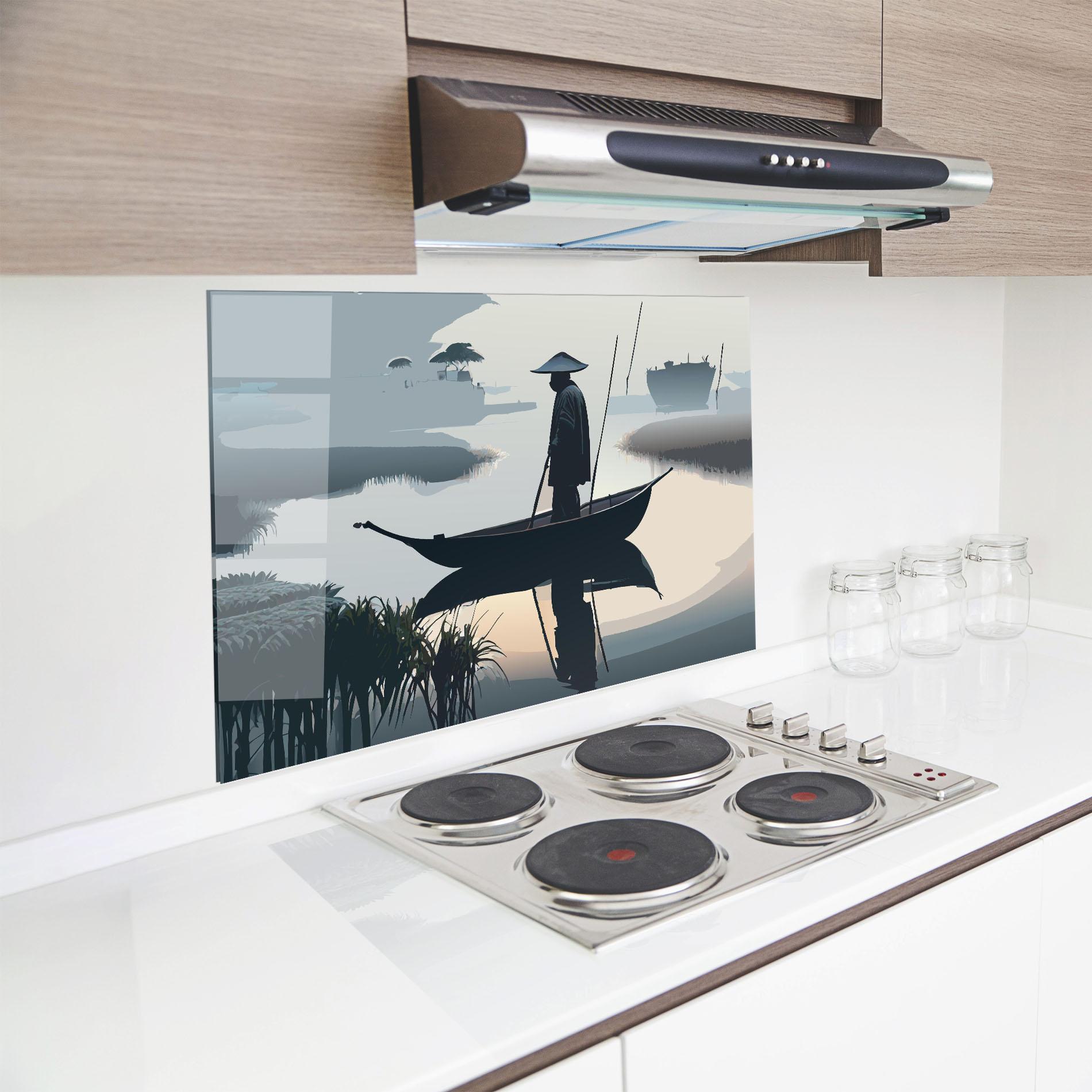Küchenrückwand Glas Japan Fisherman mockup 8