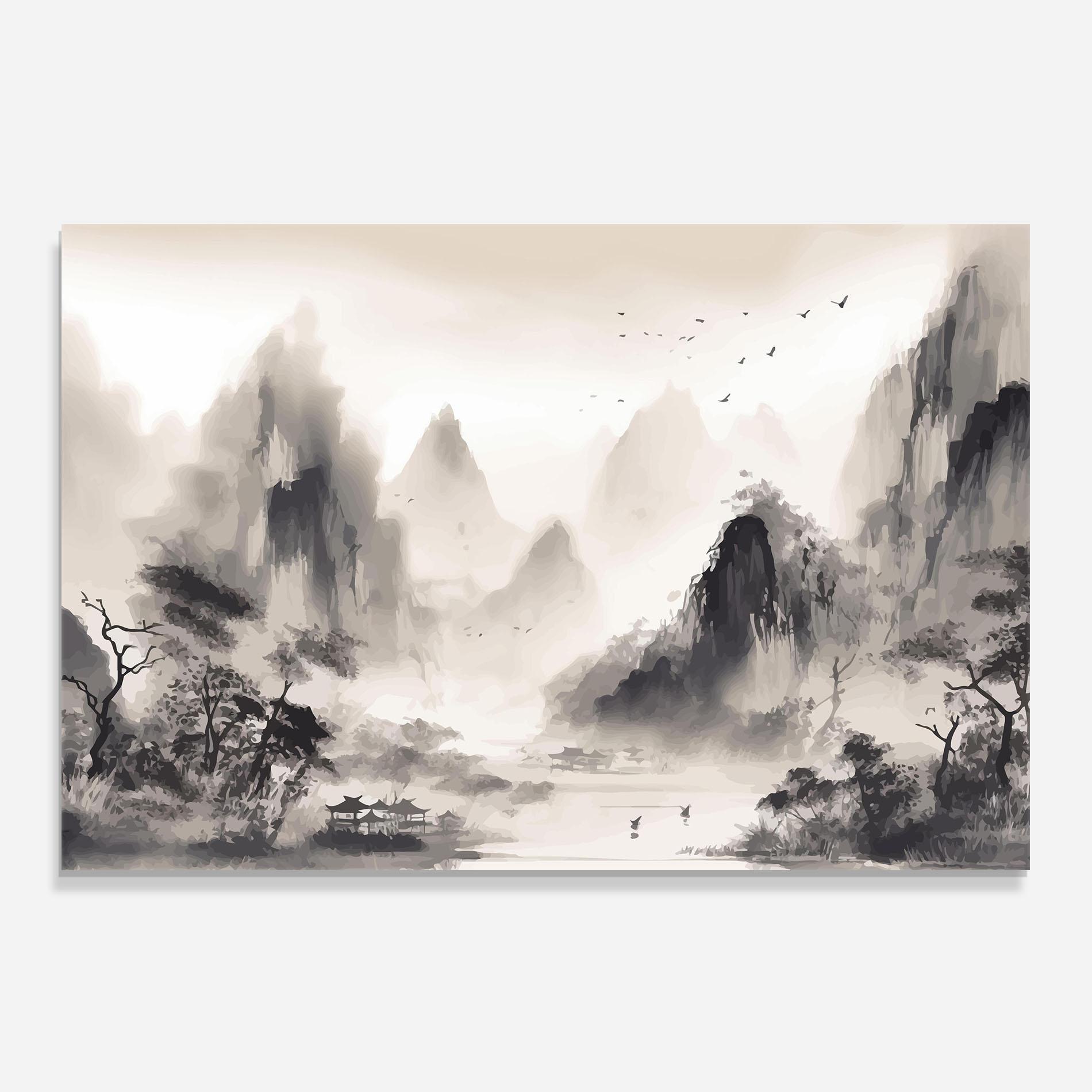 Küchenrückwand Glas Far Away Mountain mockup 0