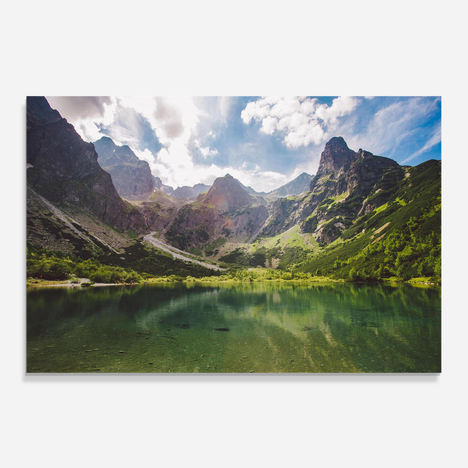 Küchenrückwand Glas Green Mountain mockup 0