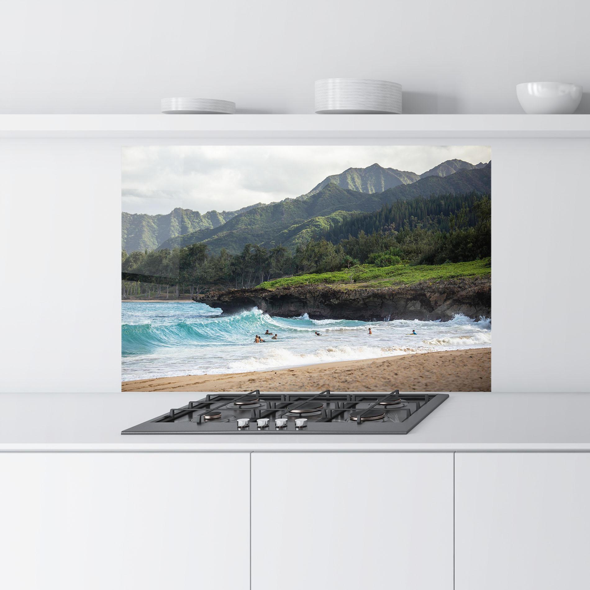 Küchenrückwand Glas Fun Waves mockup 9