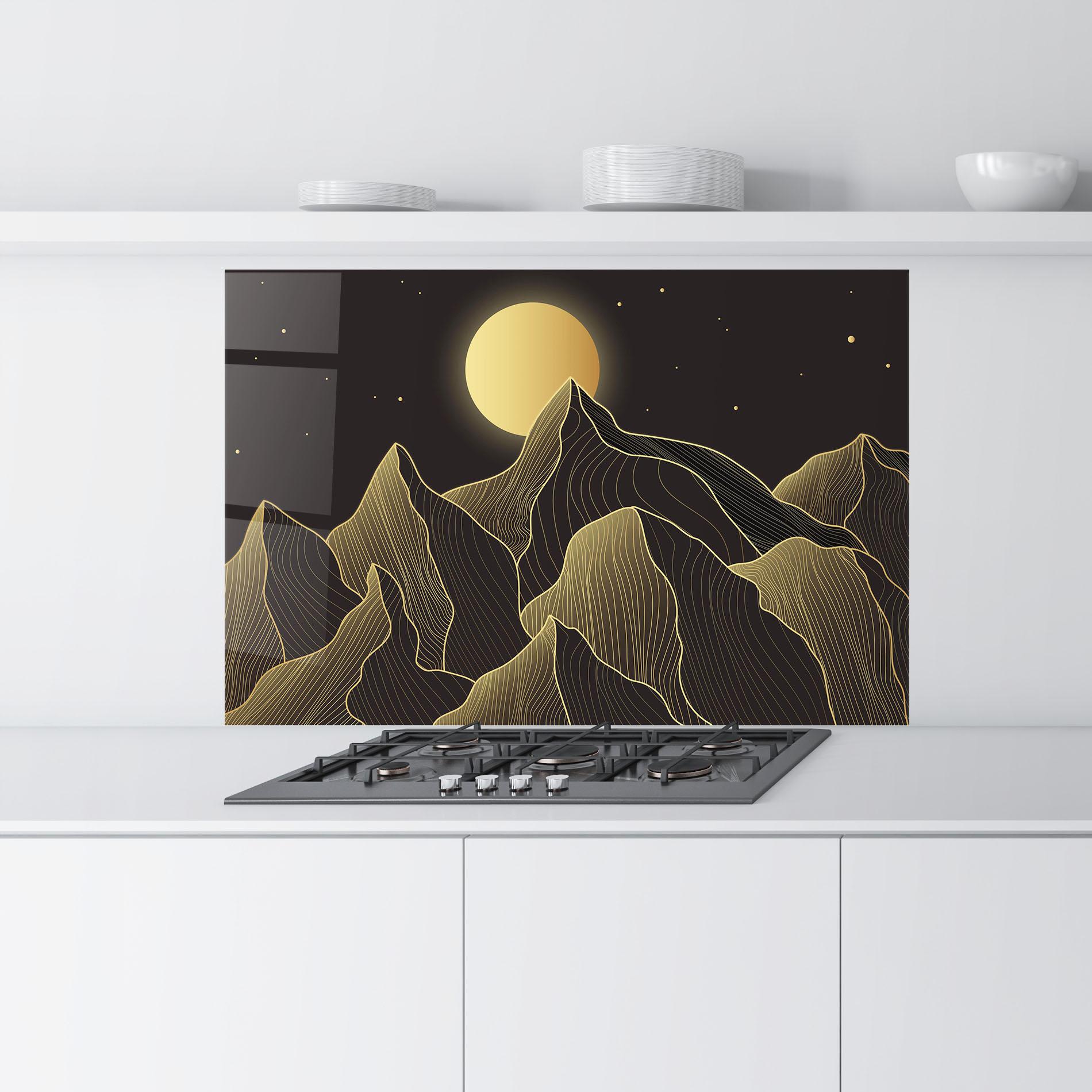Küchenrückwand Glas Gold Shiny Moon mockup 9