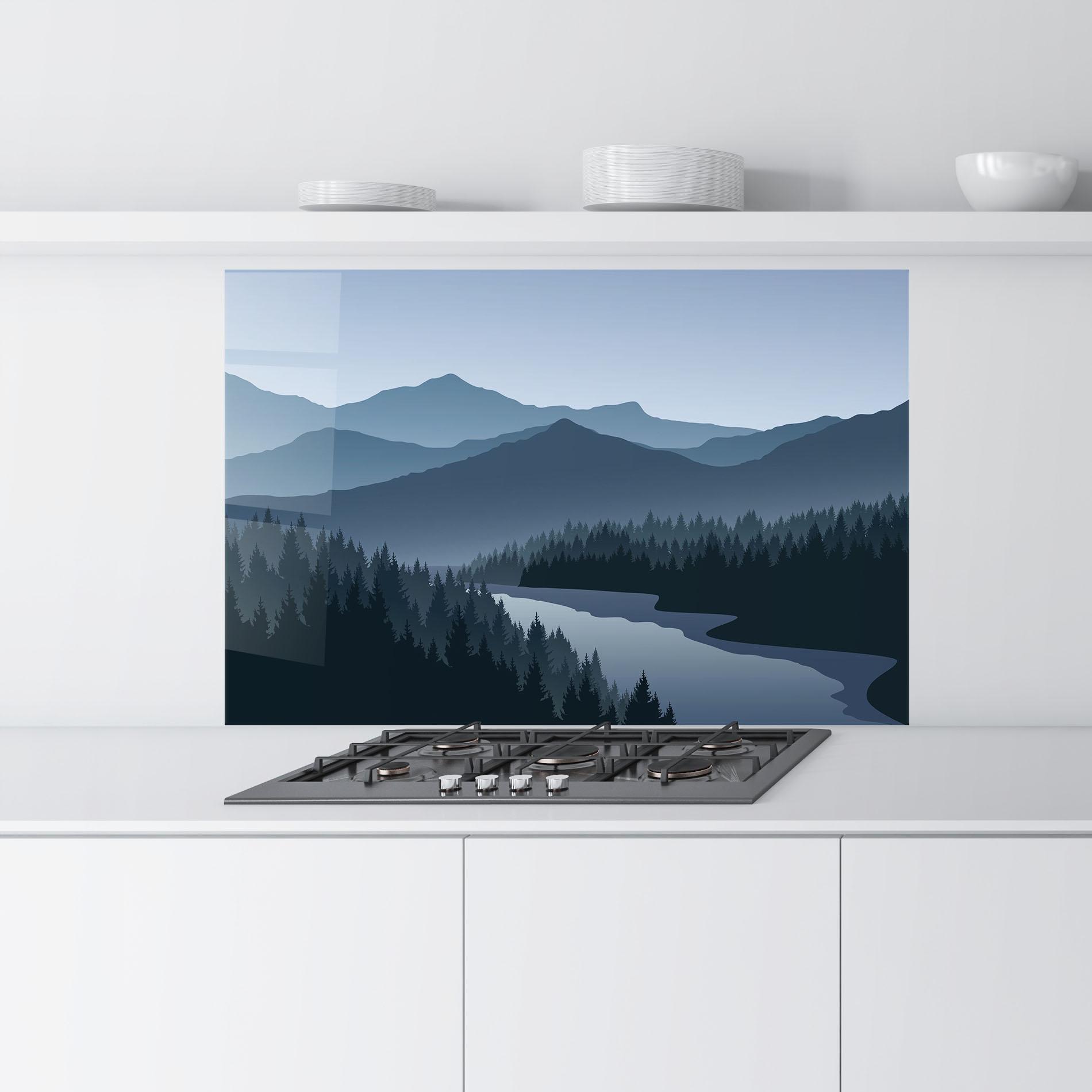 Küchenrückwand Glas Grey Mountain mockup 9