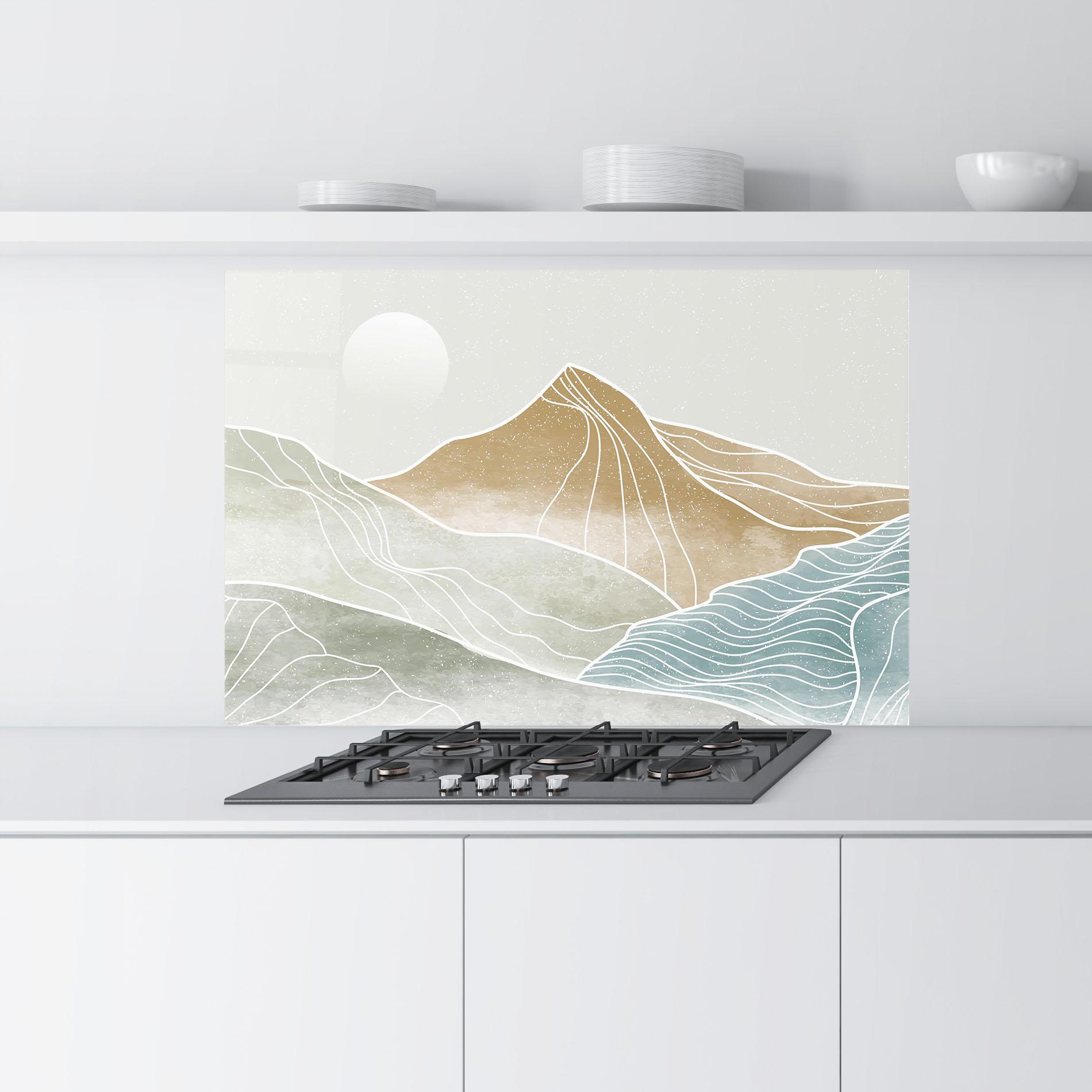 Küchenrückwand Glas Minimal Mountain mockup 9